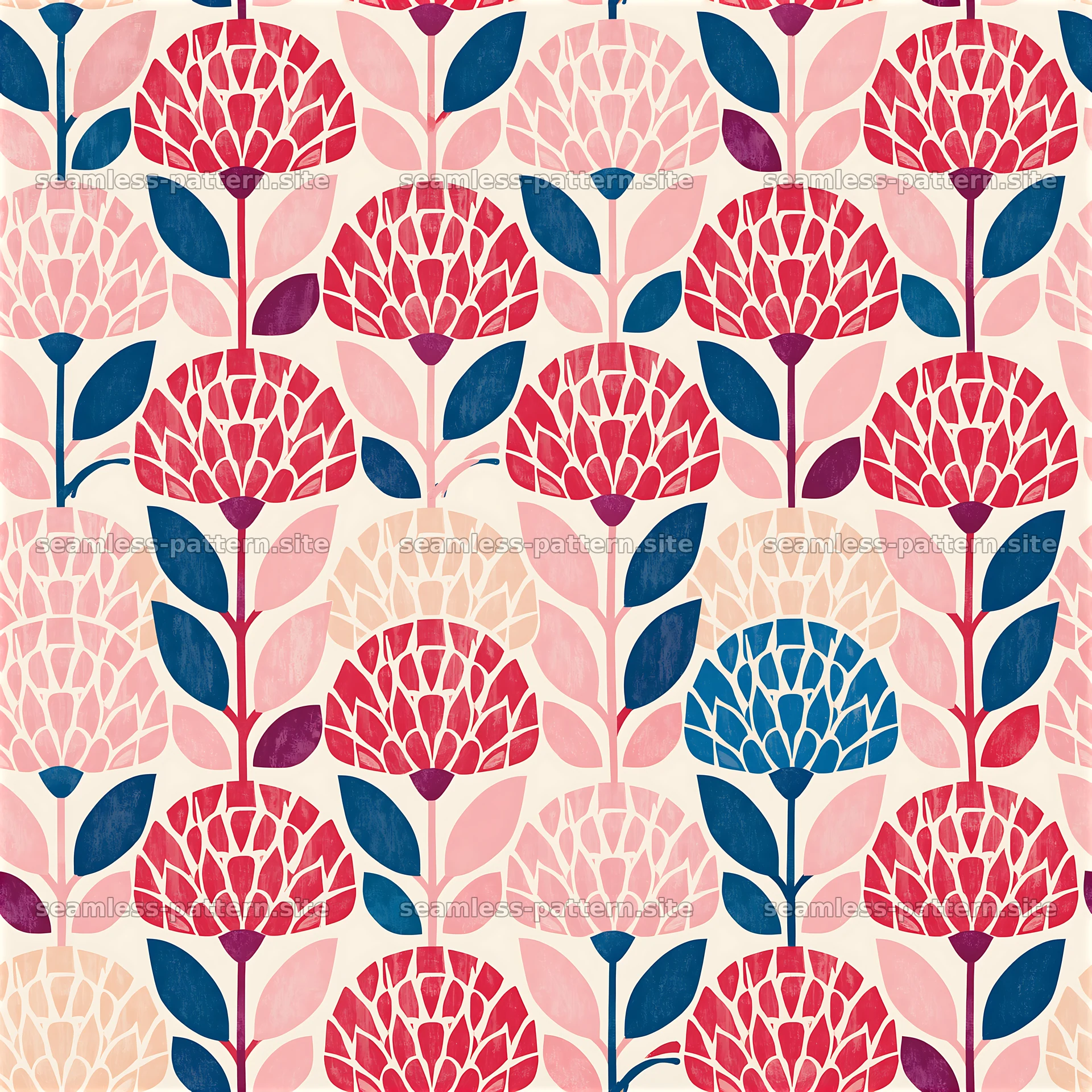 Floral seamless pattern with colorful motifs and simple layout — seamless tileable pattern at 8192x8192