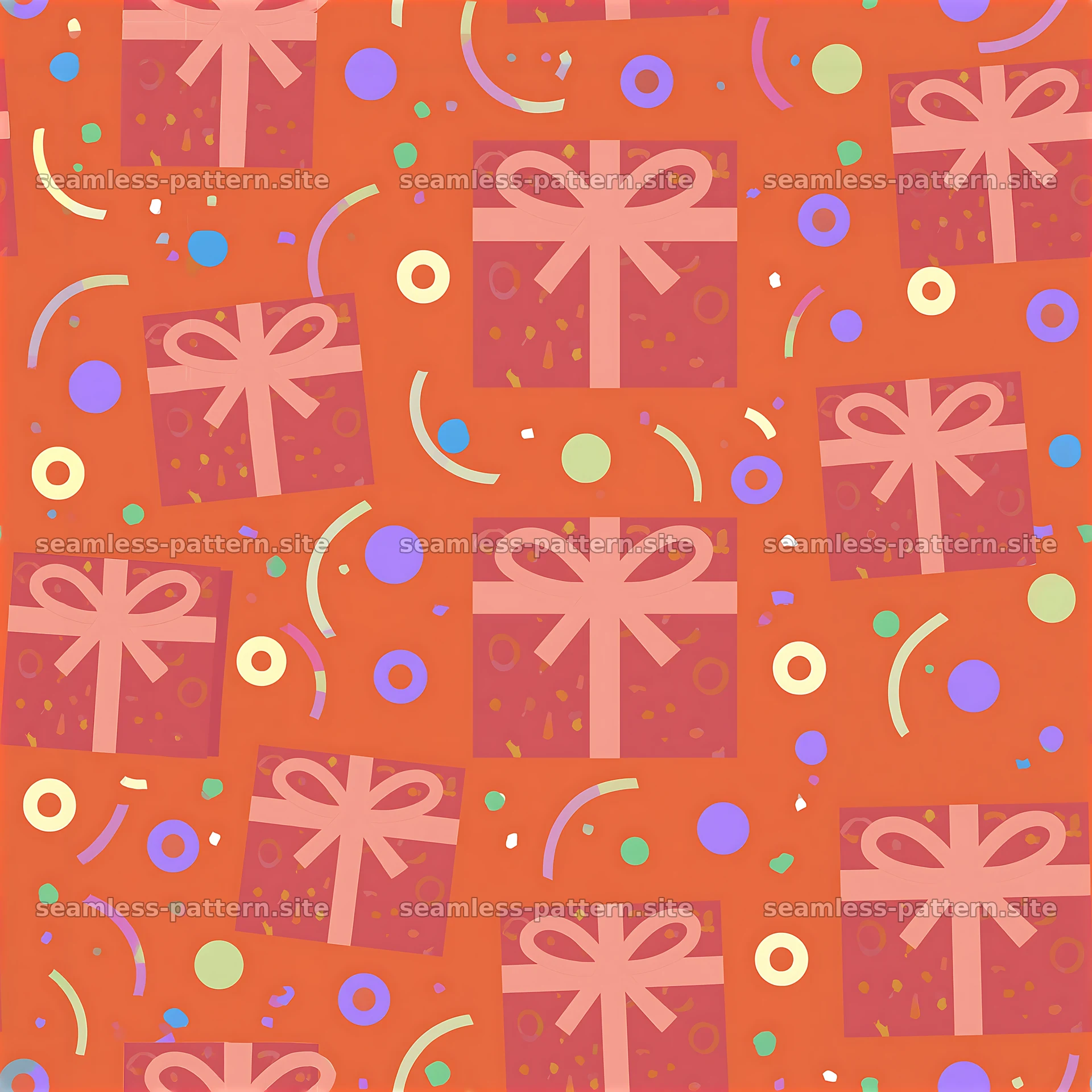Bright birthday parcels in a seamless pattern design — seamless tileable pattern at 8192x8192