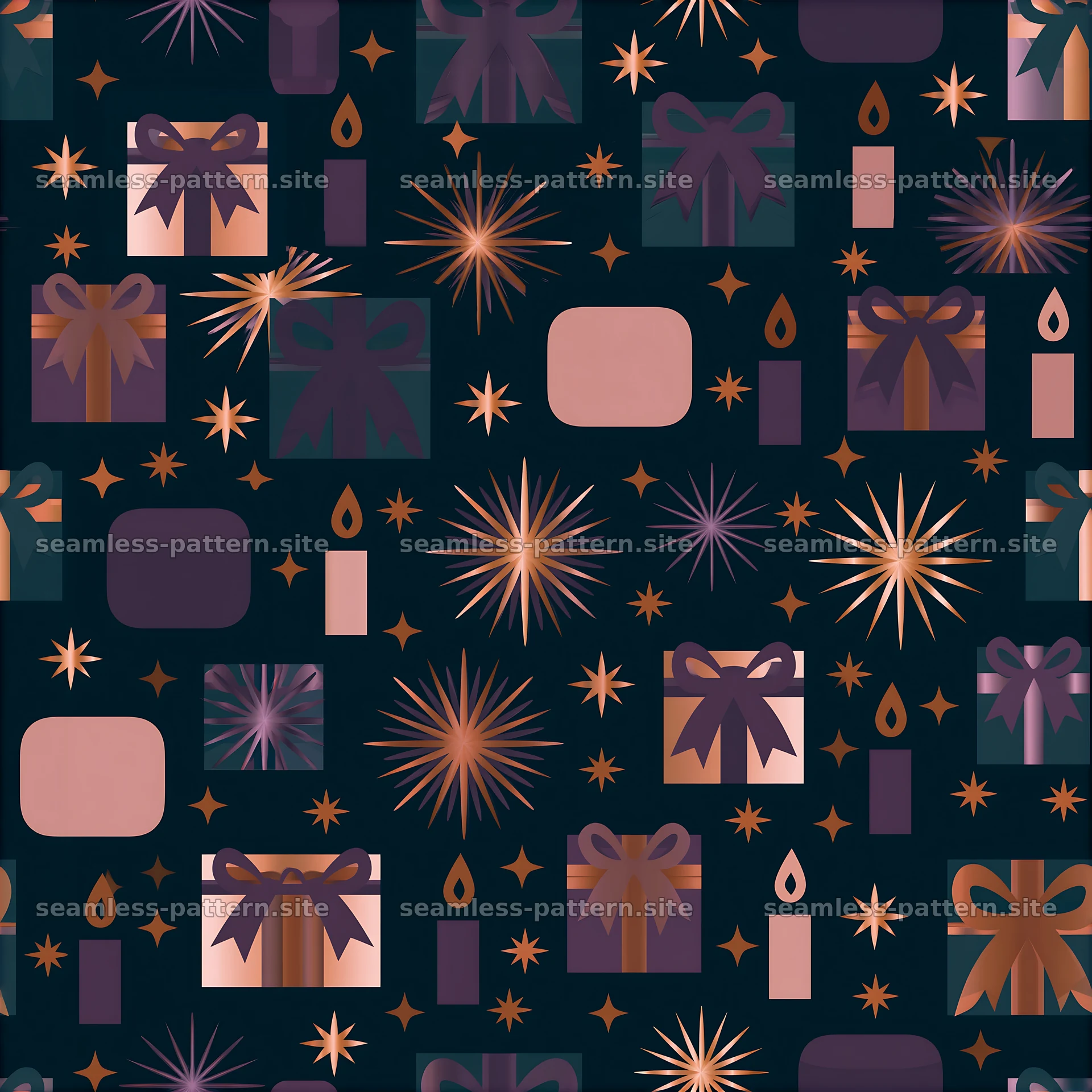 Colorful gift boxes and stars in seamless pattern design — seamless tileable pattern at 8192x8192