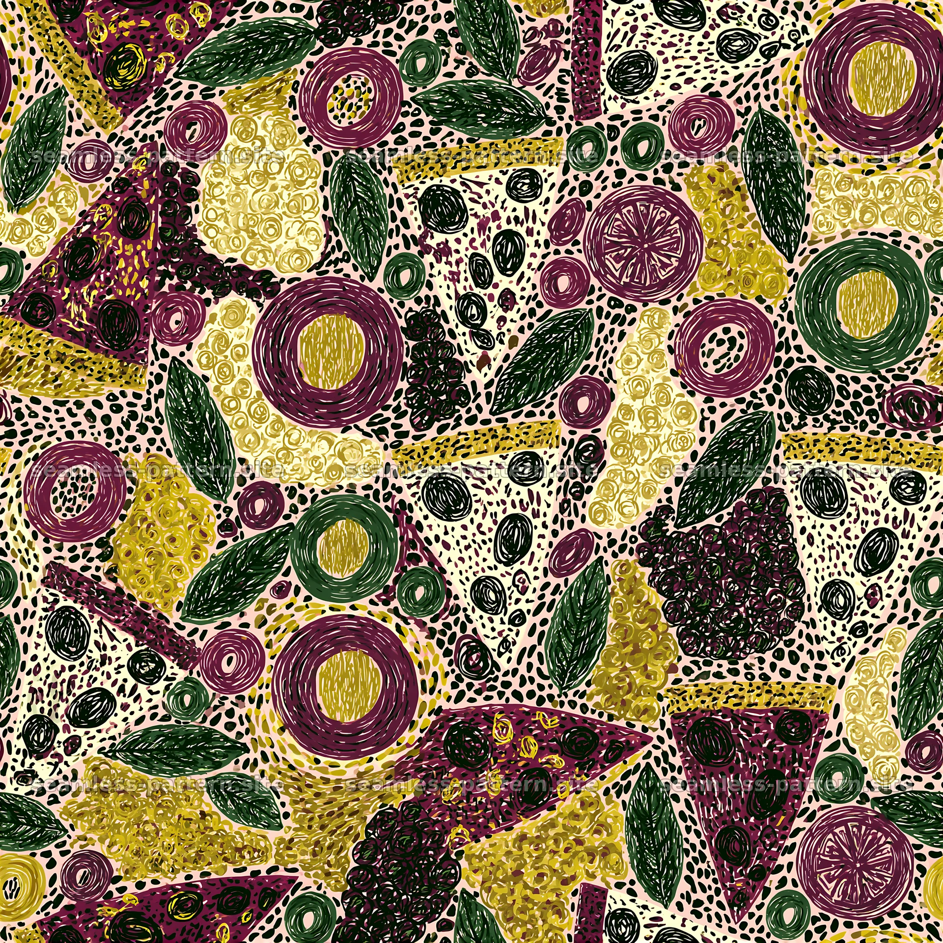 Funky Food and Fruit Seamless Pattern — seamless tileable pattern at 8192x8192