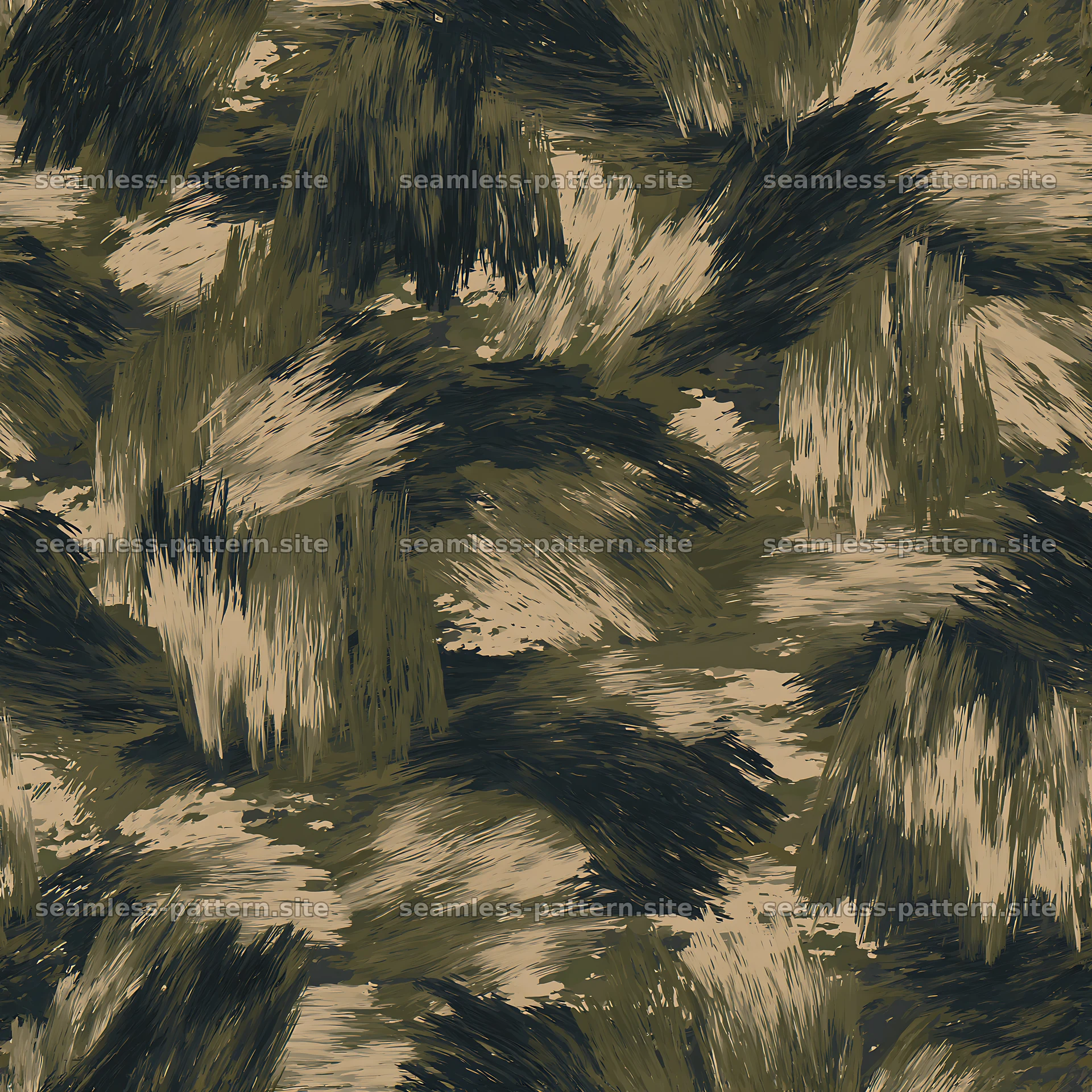 Seamless military camouflage brushstroke pattern — seamless tileable pattern at 8192x8192