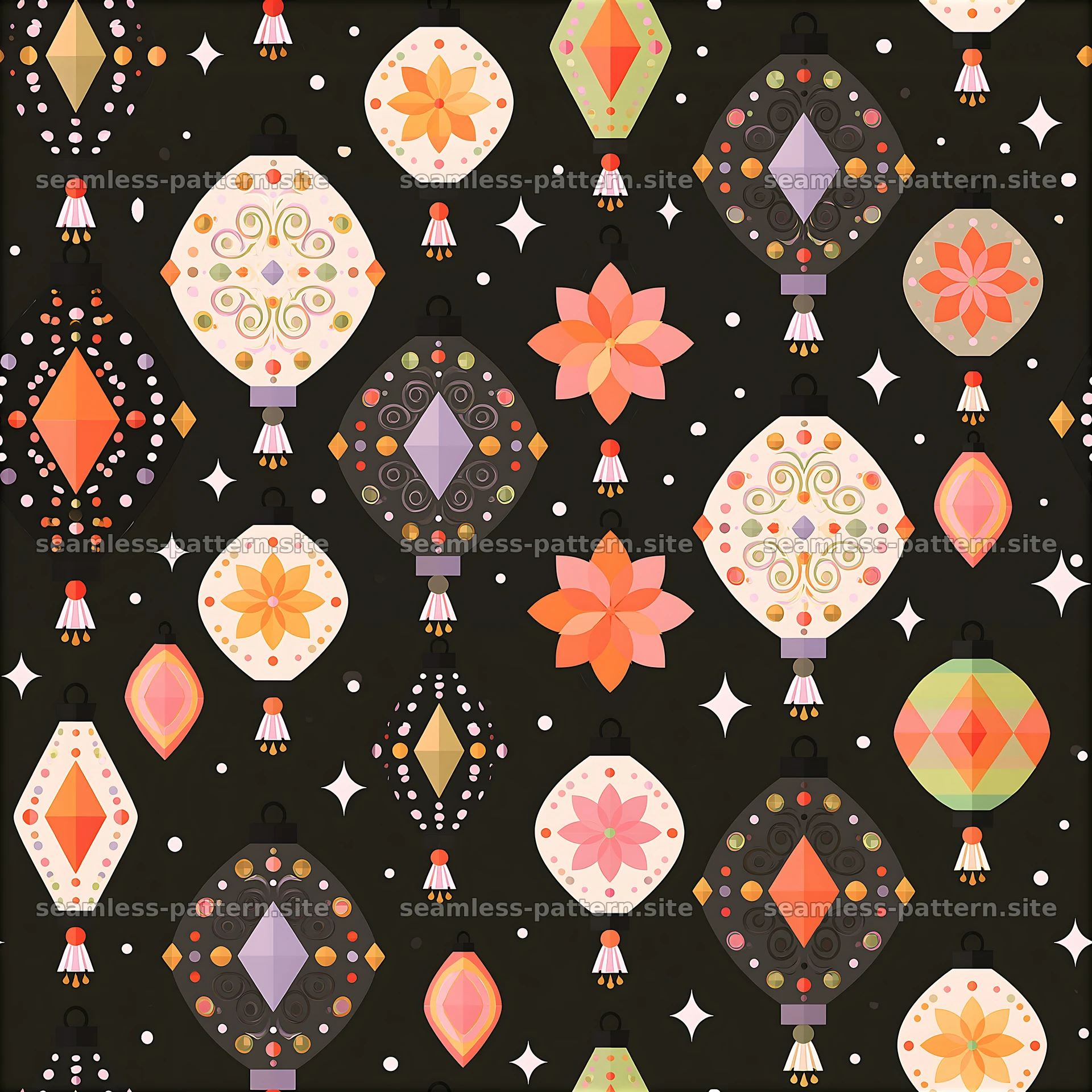 Colorful Geometric Christmas Ornament Seamless Pattern — seamless tileable pattern at 8192x8192