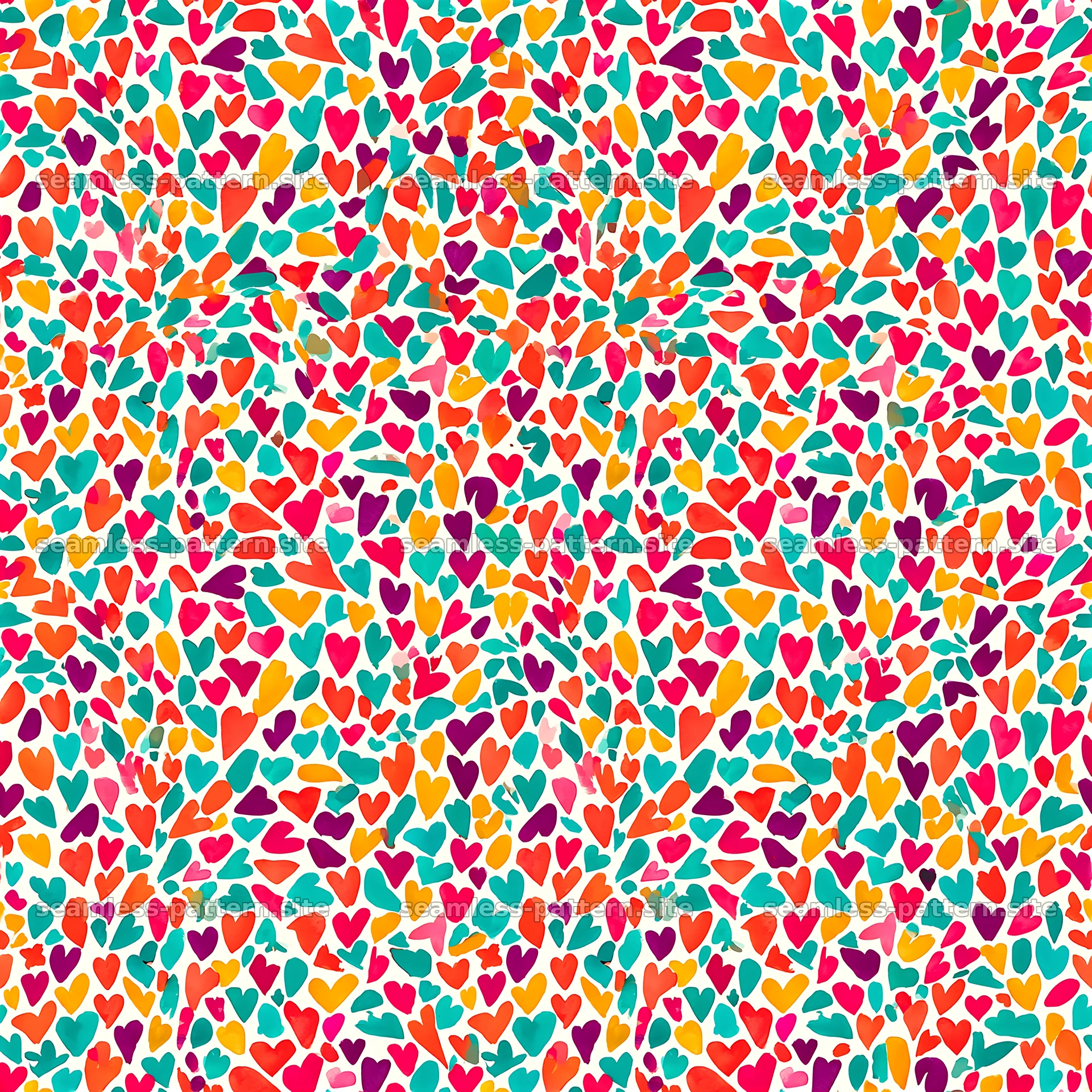 Colorful Watercolor Heart Seamless Pattern — seamless tileable pattern at 8192x8192