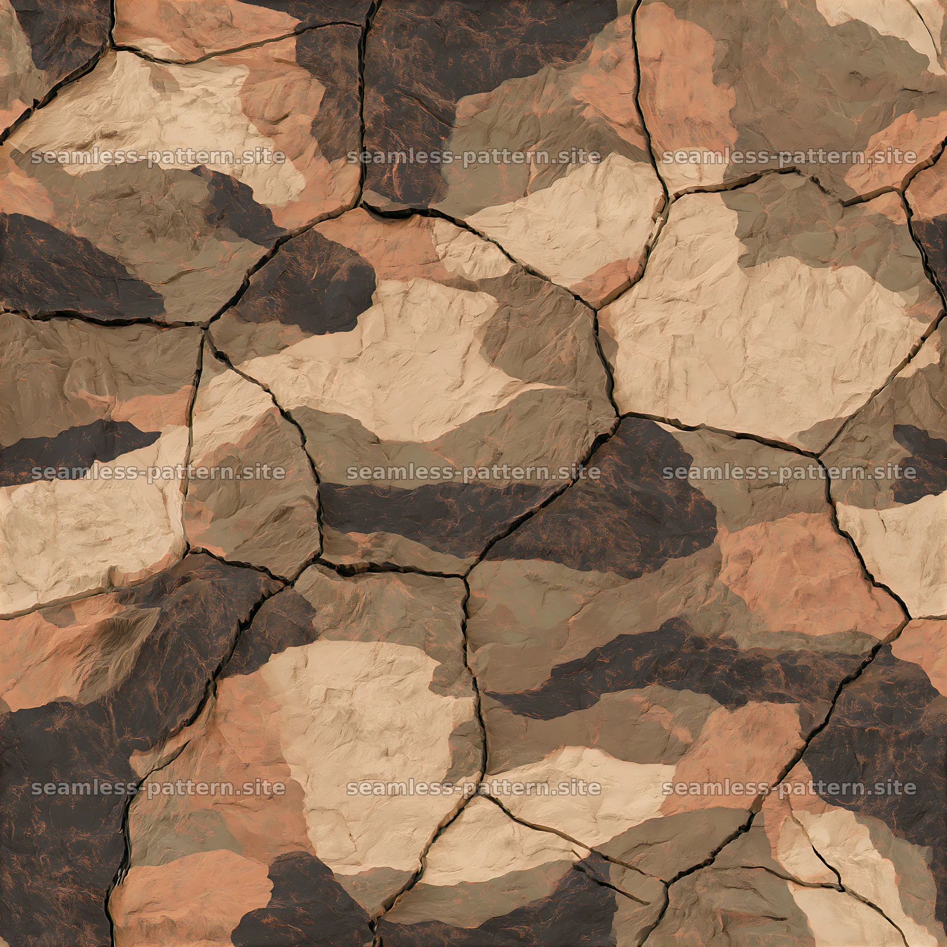 Desert camouflage texture with cracked surface for design use — seamless tileable pattern at 8192x8192