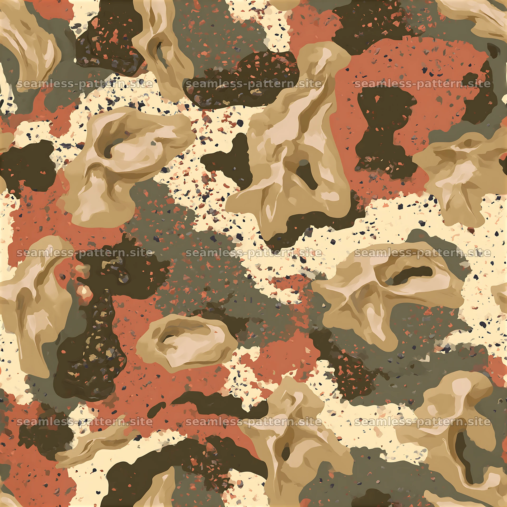 Seamless camouflage pattern with desert sand textures and earthy — seamless tileable pattern at 8192x8192
