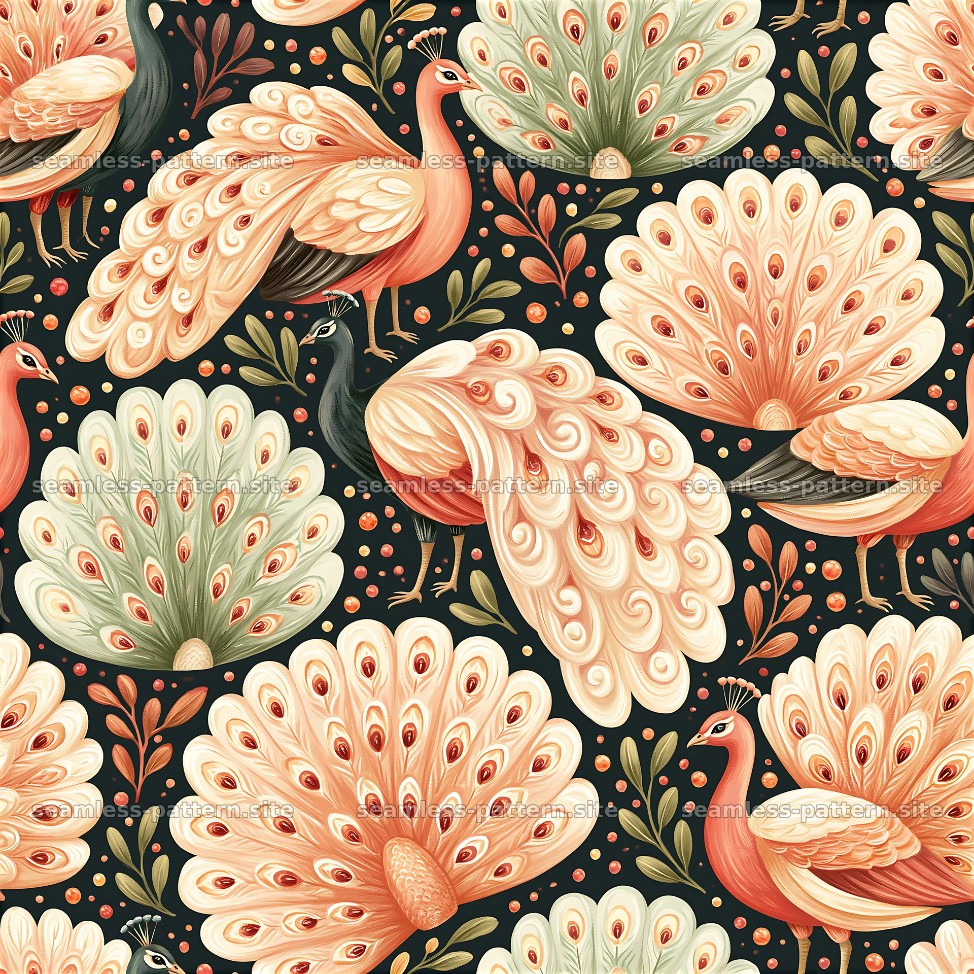 Funky Maximalist Peacock Seamless Pattern — seamless tileable pattern at 8192x8192