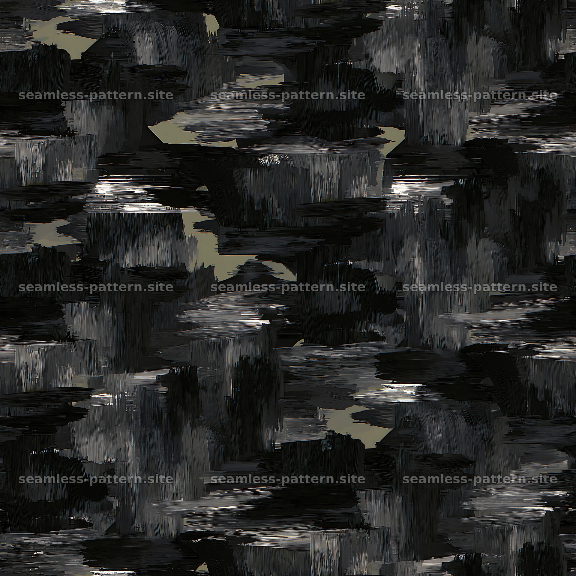 Seamless black camouflage brushstroke pattern for textiles — seamless tileable pattern