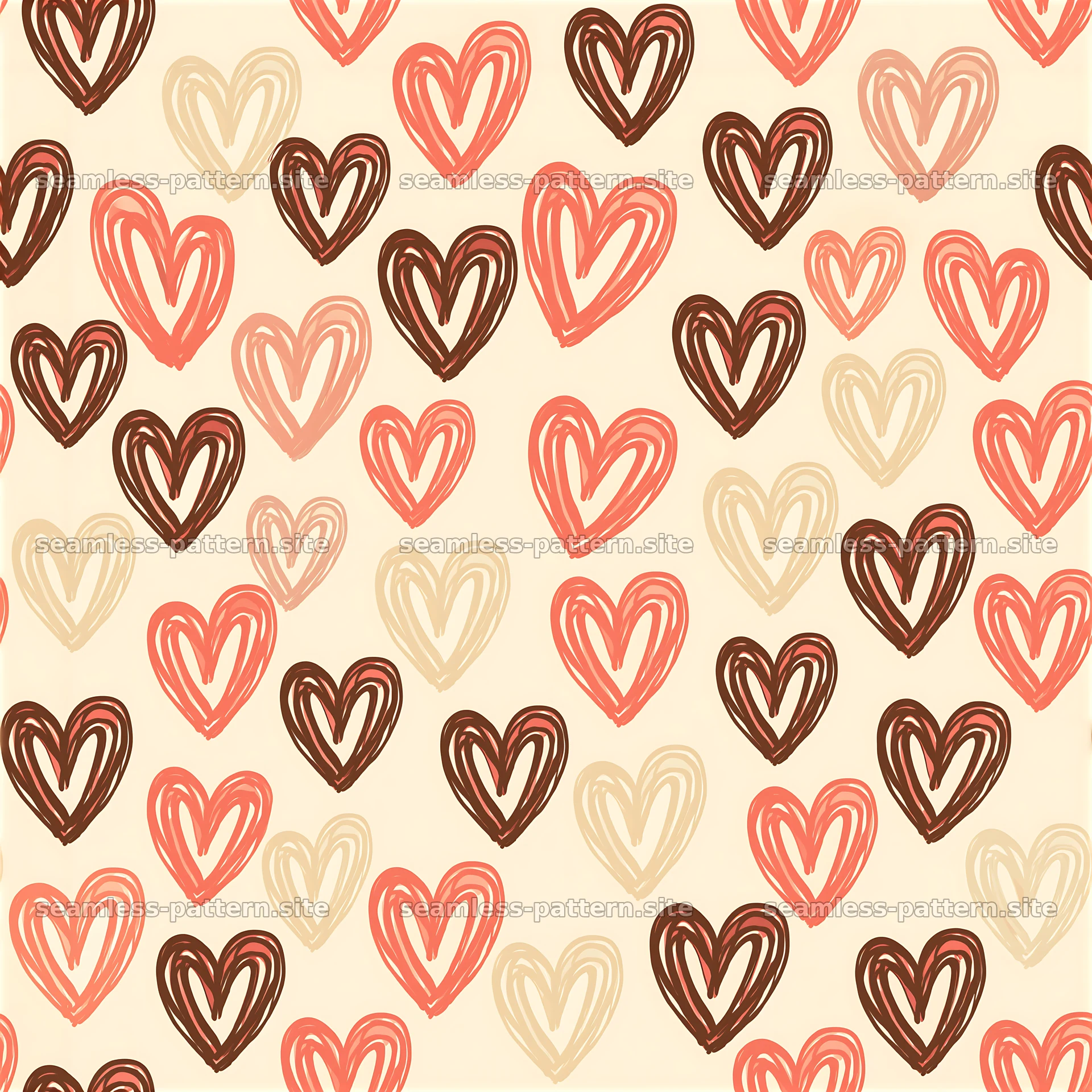 Colorful heart line art pattern in a seamless design — seamless tileable pattern at 8192x8192