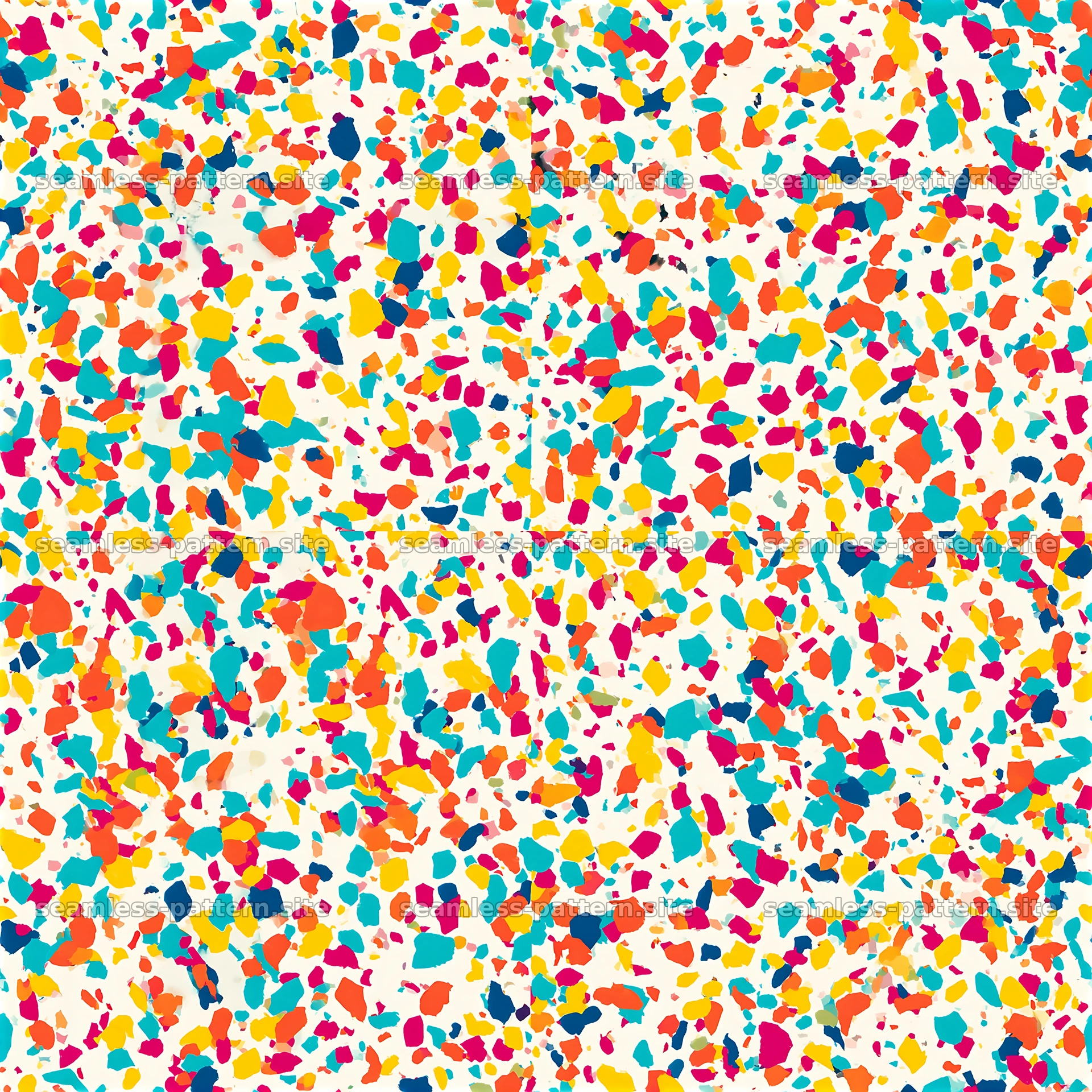 Bright confetti seamless texture fills the surface in bright colors — seamless tileable pattern at 8192x8192