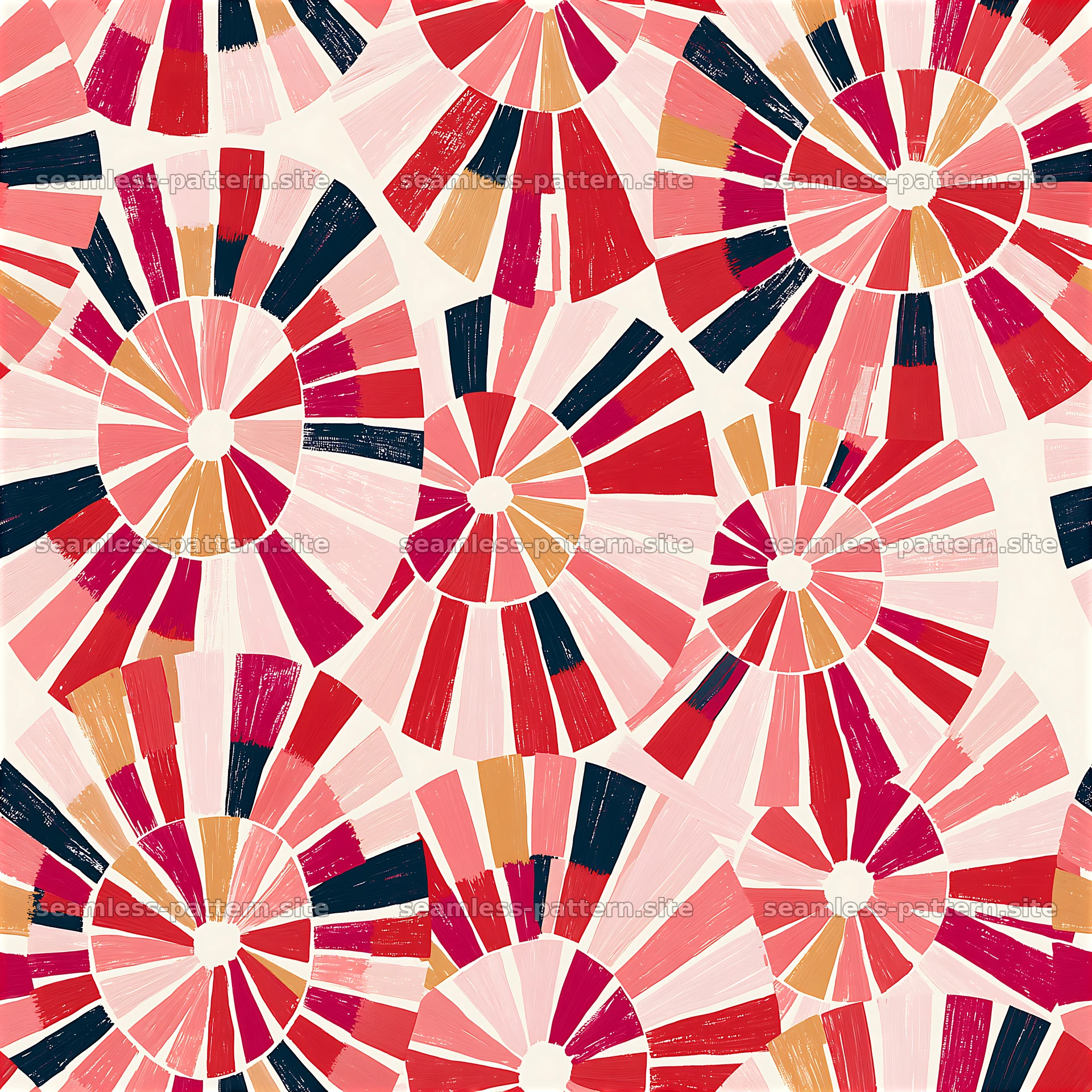 Colorful spiral design in a seamless pattern with bold shapes — seamless tileable pattern at 8192x8192