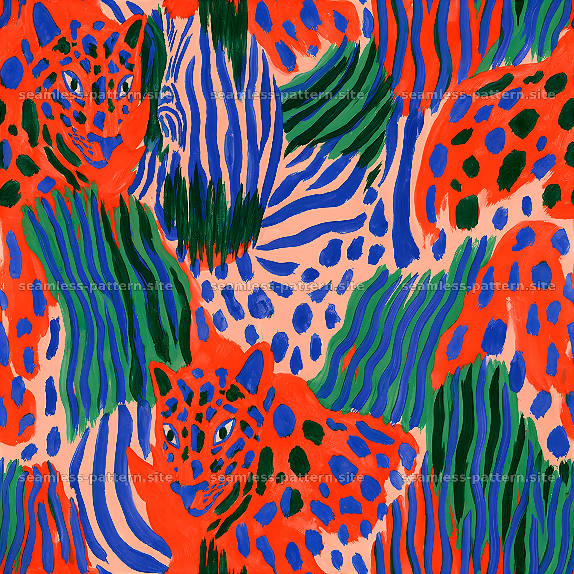 Colorful animal print with stripes and spots on light background — seamless tileable pattern at 8192x8192