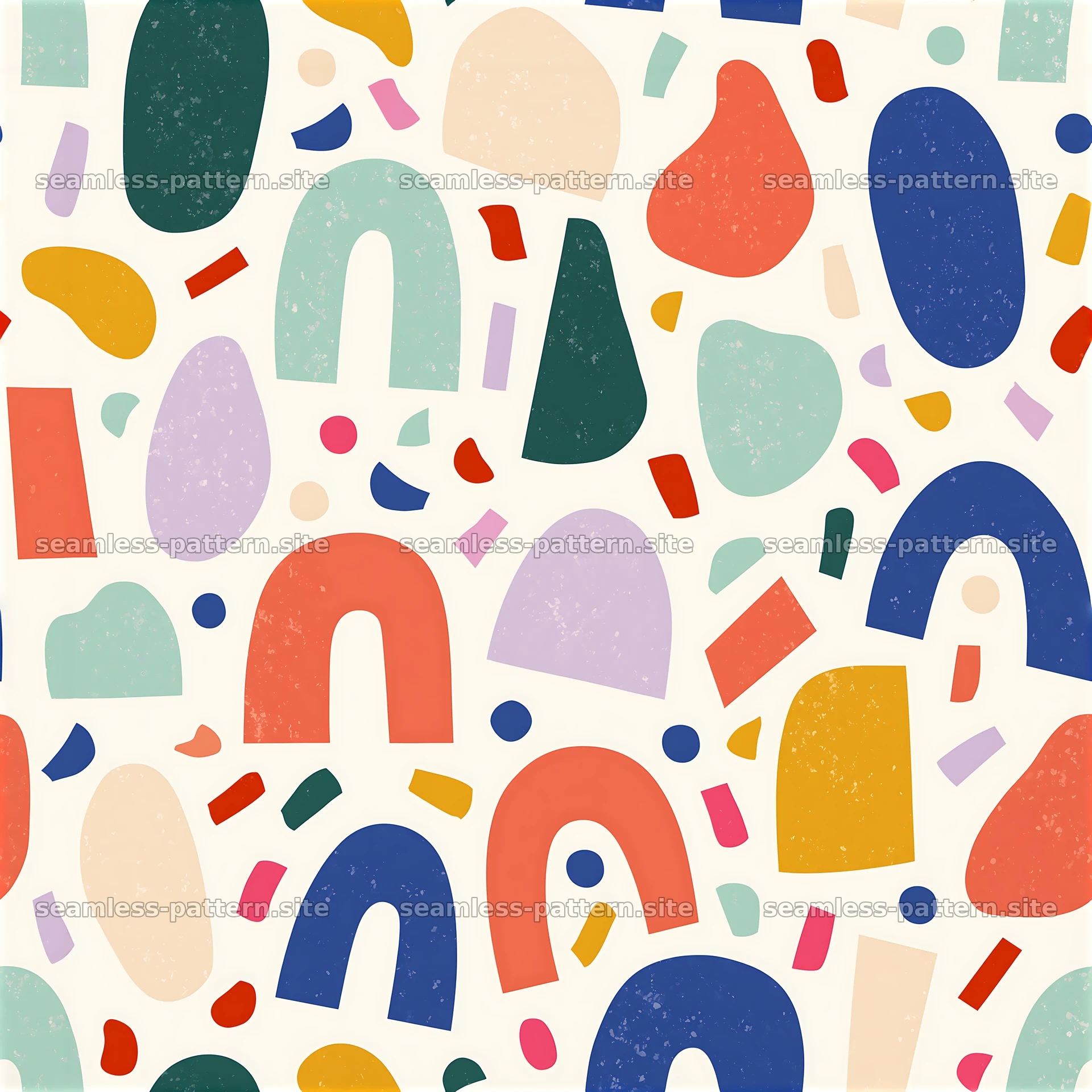 Colorful abstract arches and shapes seamless pattern — seamless tileable pattern at 8192x8192