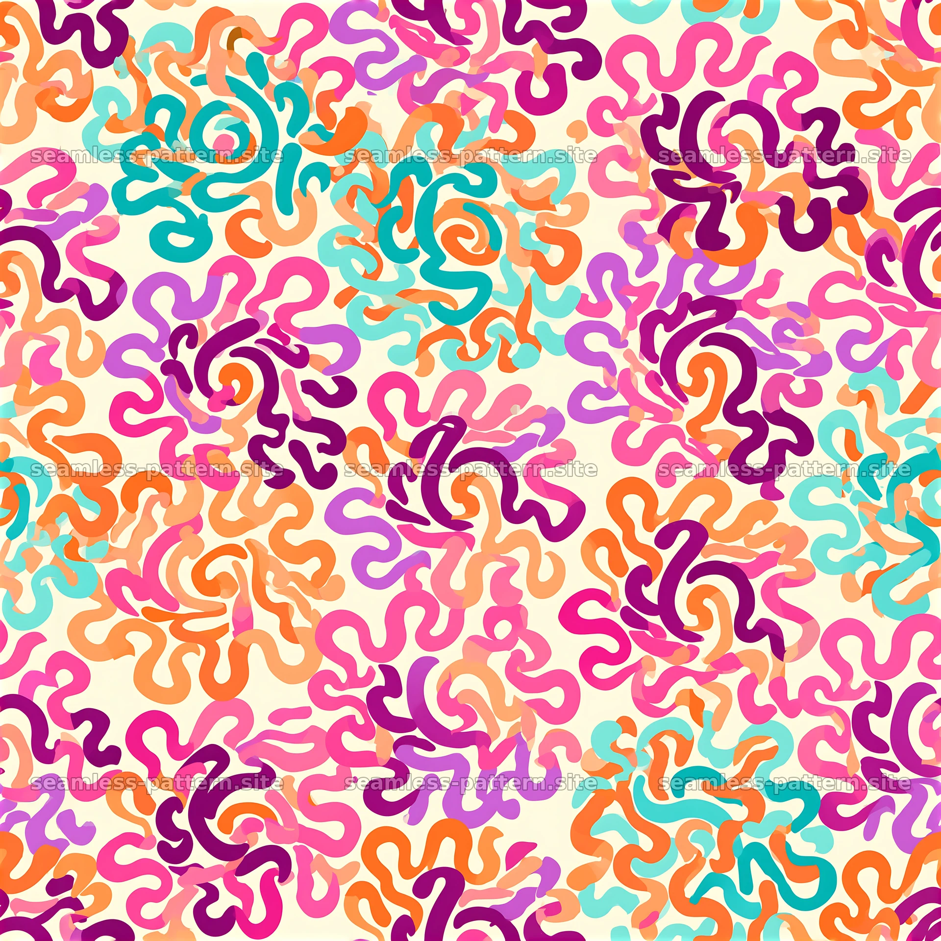 Colorful Funky Squiggle Seamless Pattern — seamless tileable pattern at 8192x8192