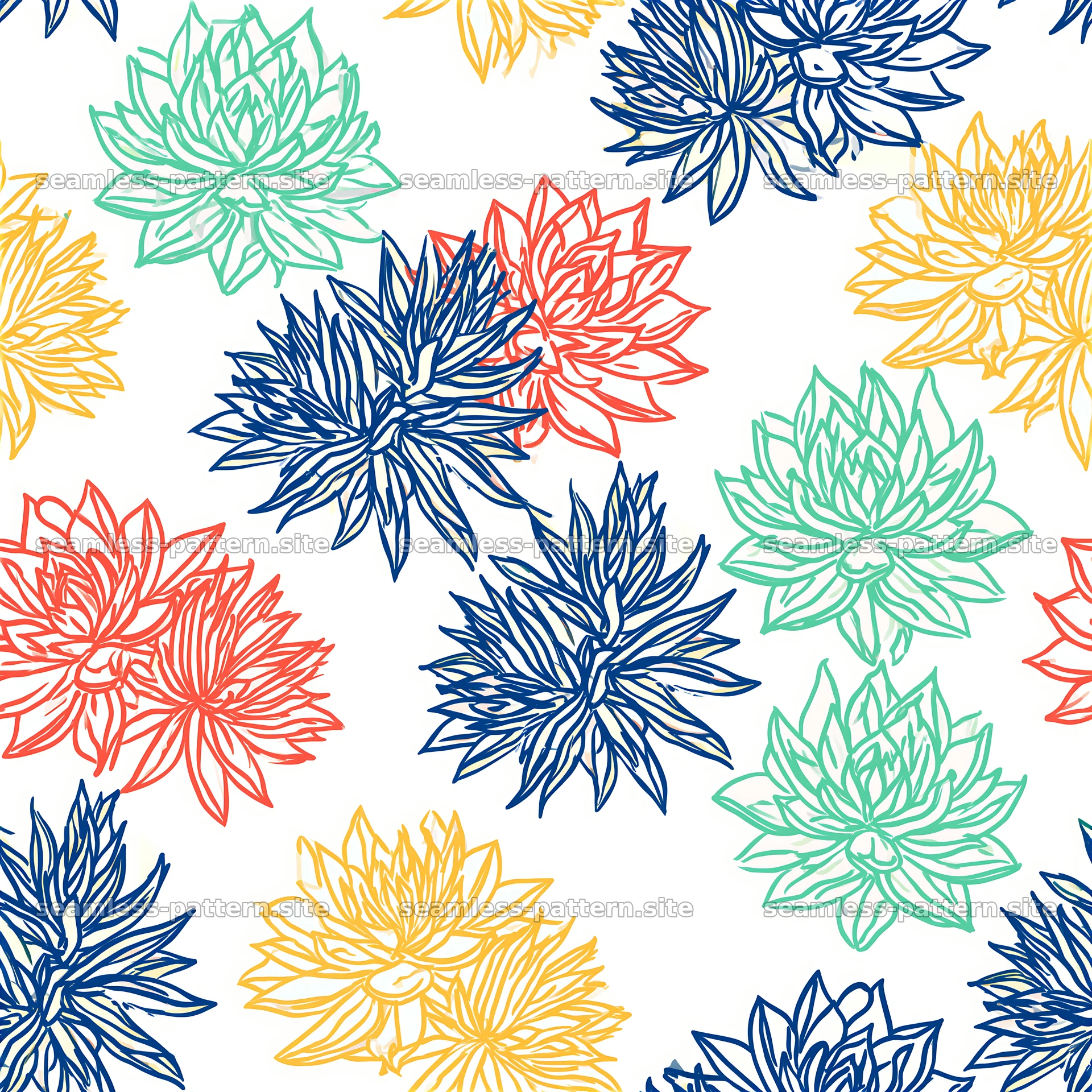 Bright succulent plants repeat pattern seamless pattern design — seamless tileable pattern at 8192x8192