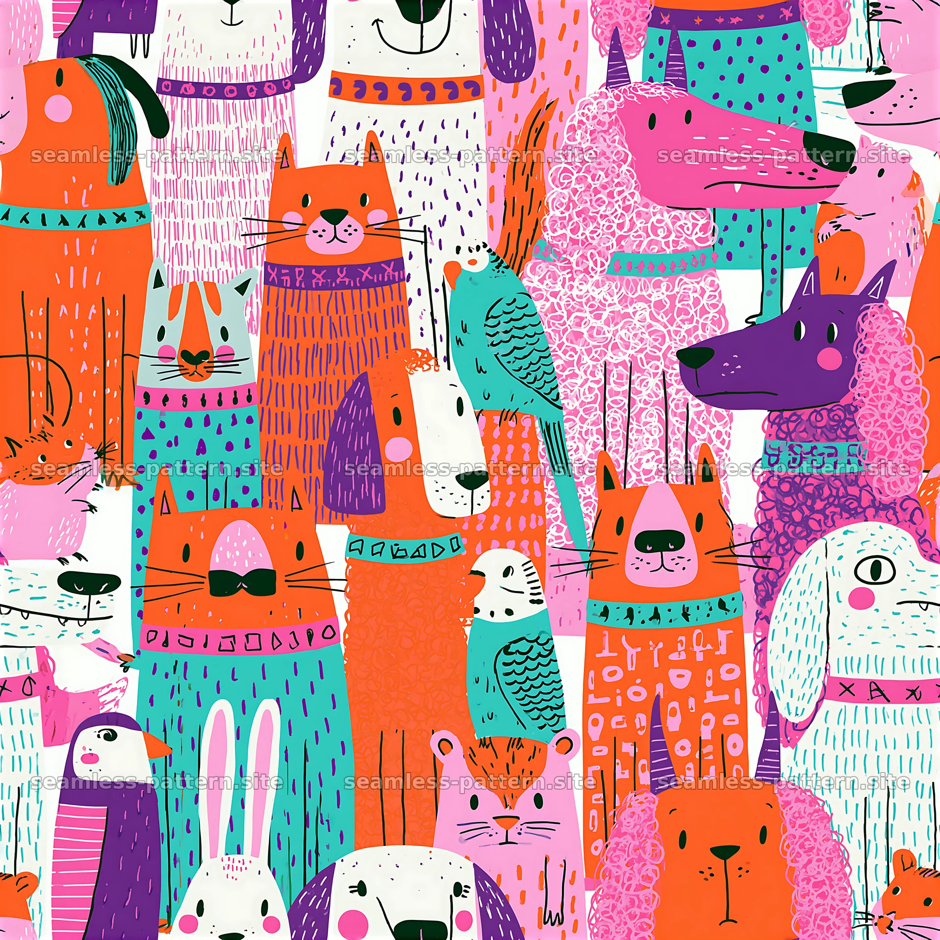 Funky animal tileable pattern seamless pattern for background decor — seamless tileable pattern at 8192x8192