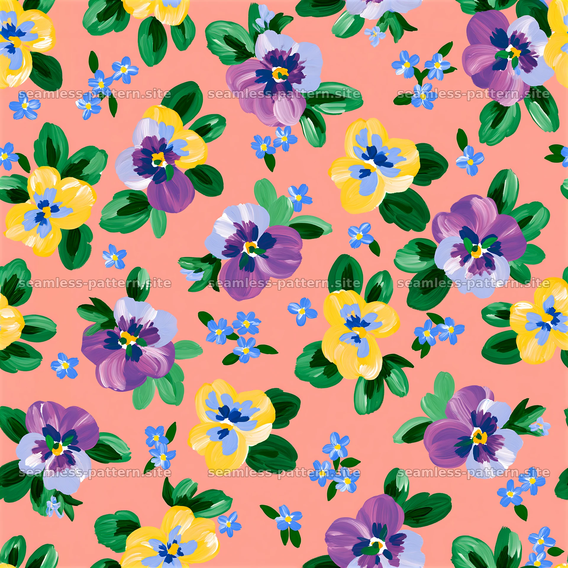 Painted flower seamless texture with vibrant blooms in various colors — seamless tileable pattern at 8192x8192