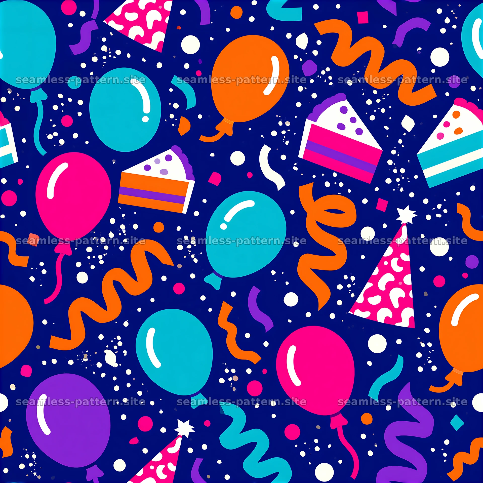 Colorful party themed seamless pattern design — seamless tileable pattern at 8192x8192