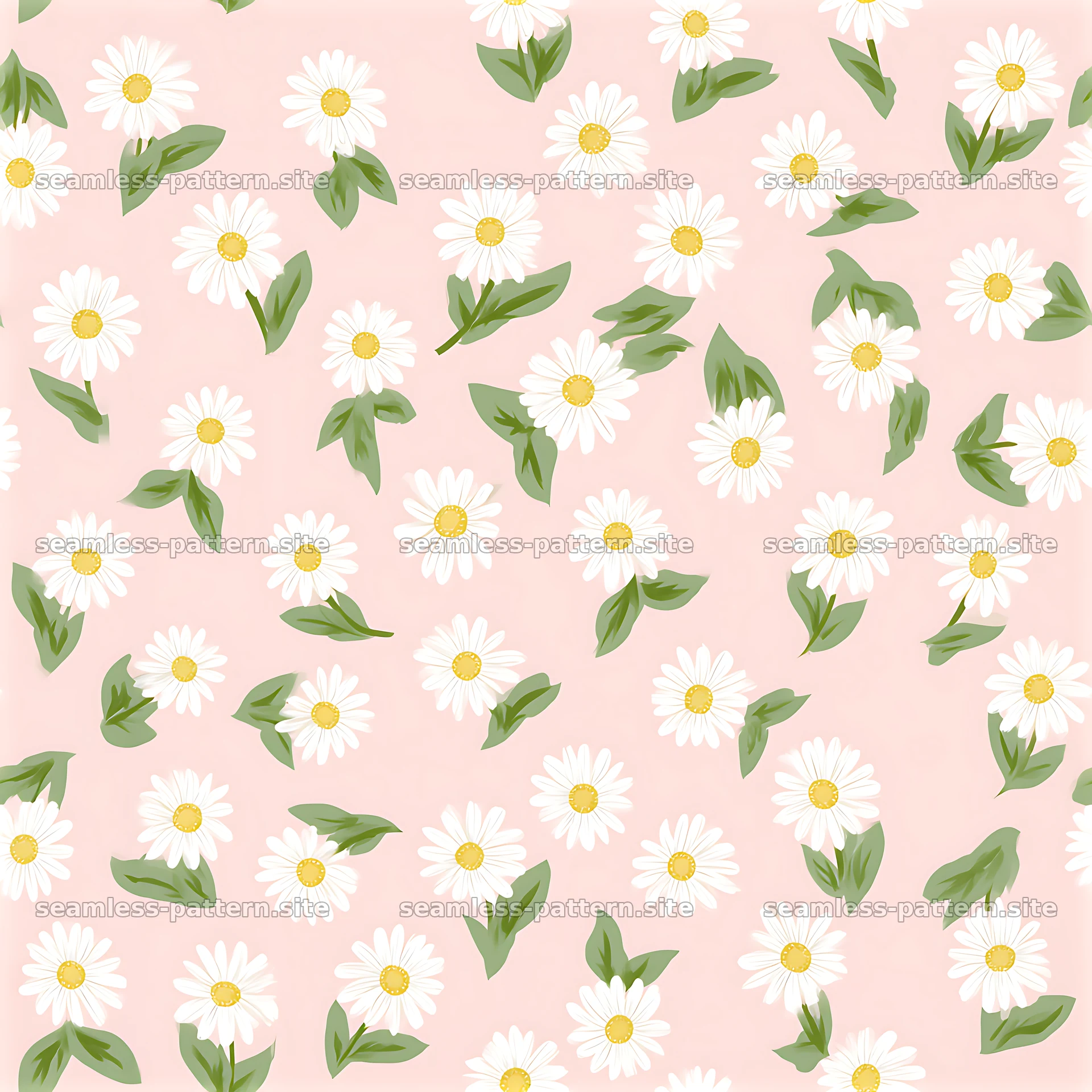 Cute Daisies on Pink Seamless Floral Pattern — seamless tileable pattern at 8192x8192