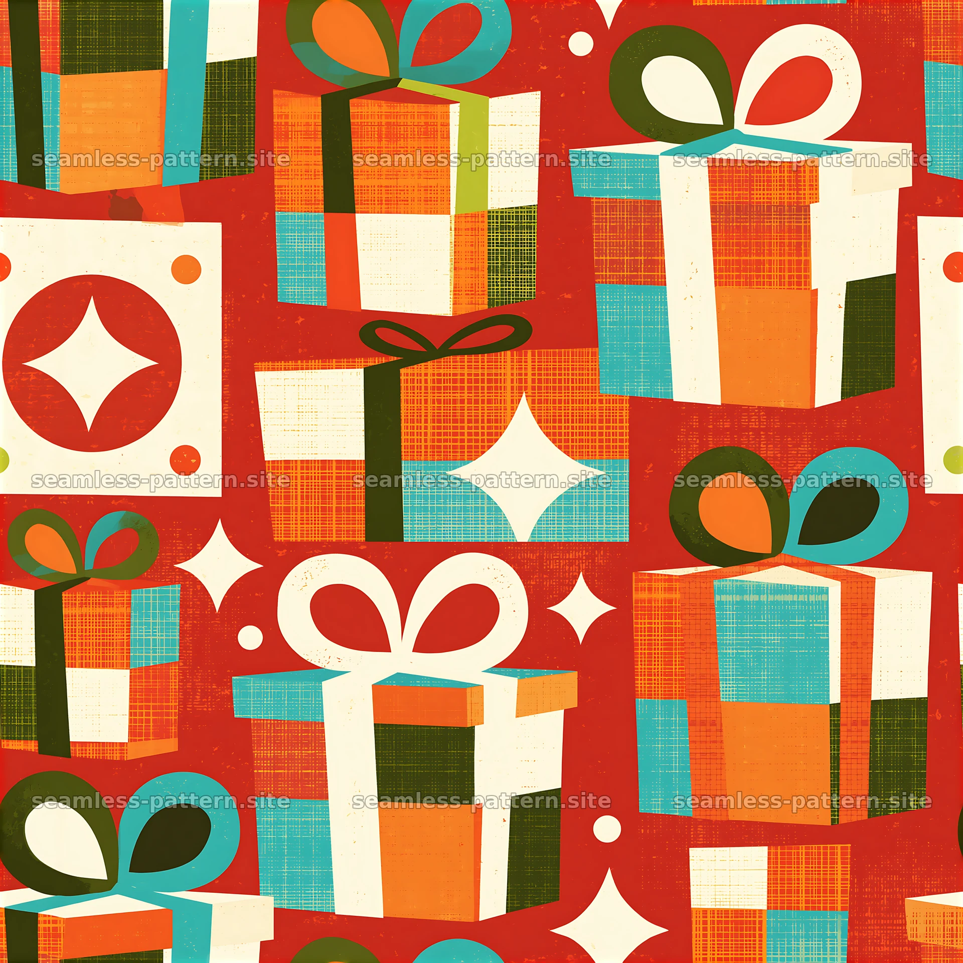 Bright Gift Boxes and Bows Seamless Pattern — seamless tileable pattern at 8192x8192