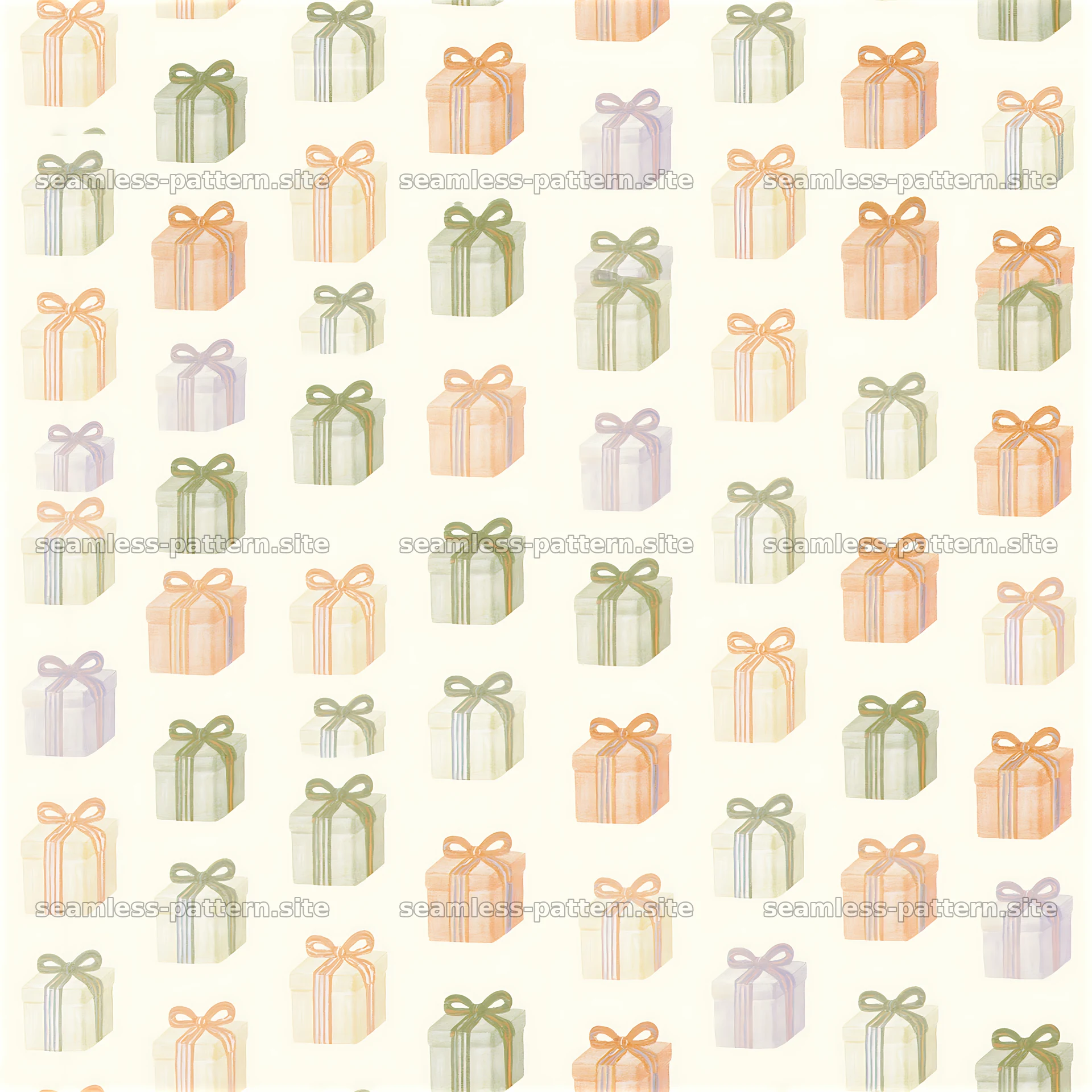 Colorful gift boxes with ribbons in a seamless pattern design — seamless tileable pattern at 8192x8192