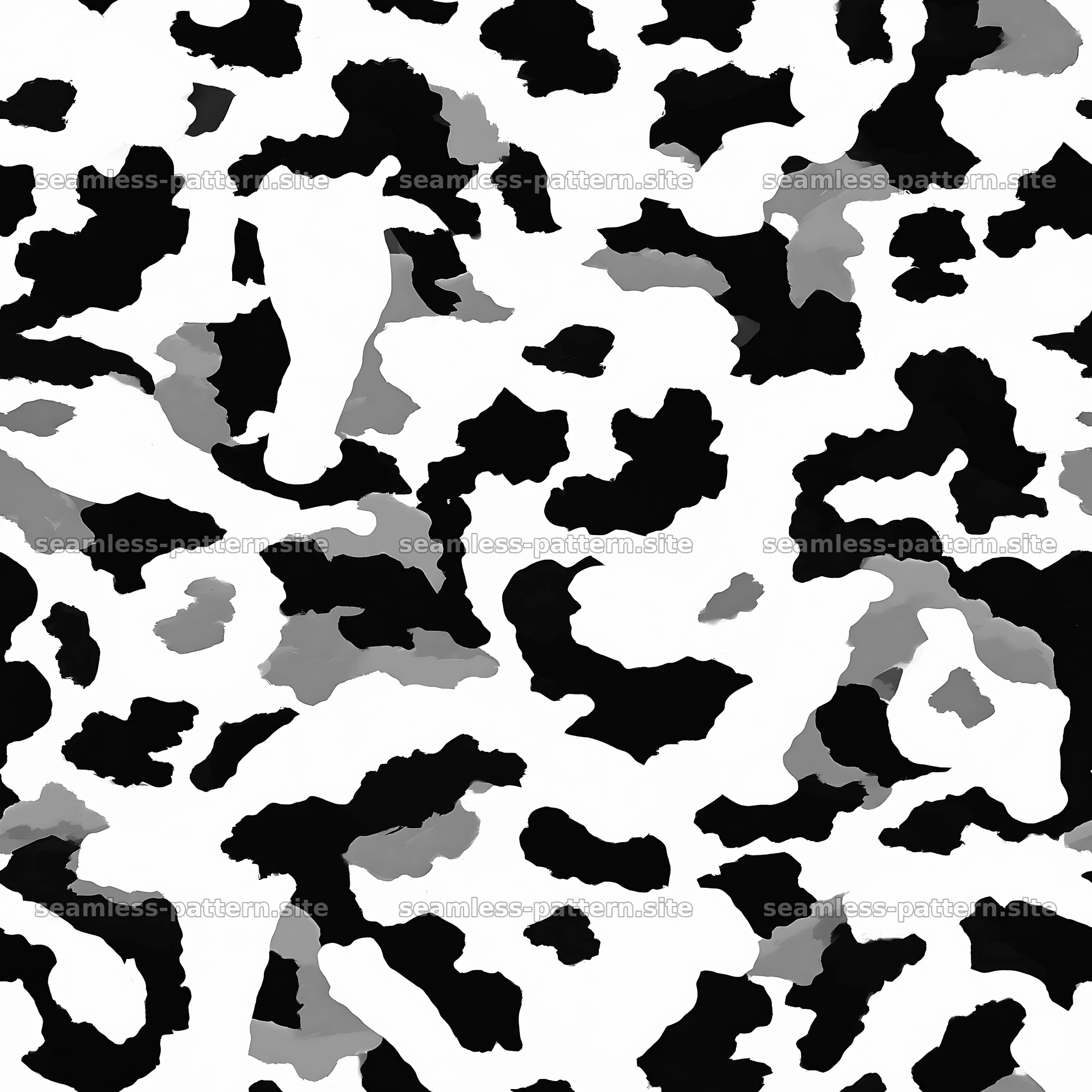 Black and white camouflage rugged textile repeat pattern — seamless tileable pattern