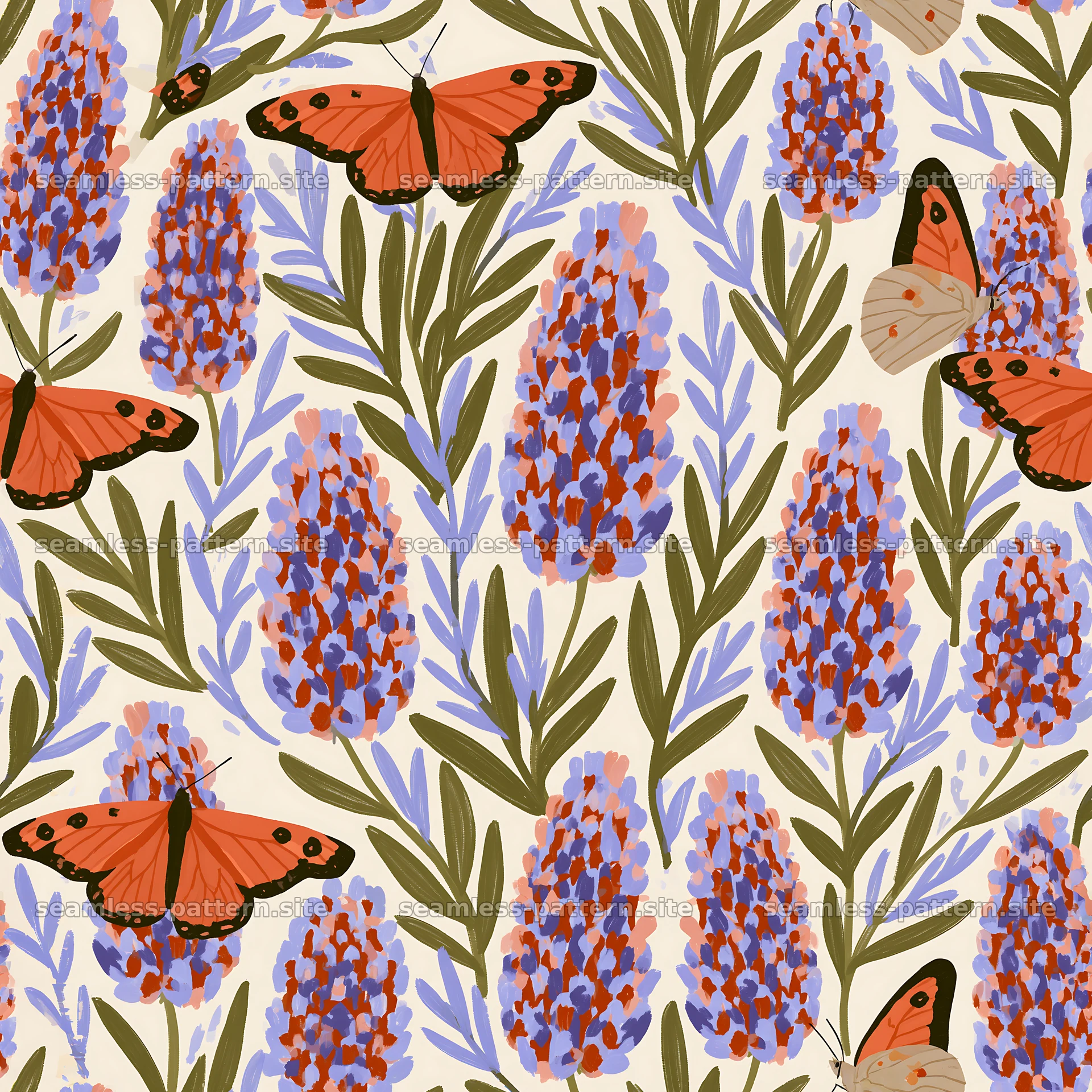 Butterfly and lavender seamless pattern for fabrics — seamless tileable pattern