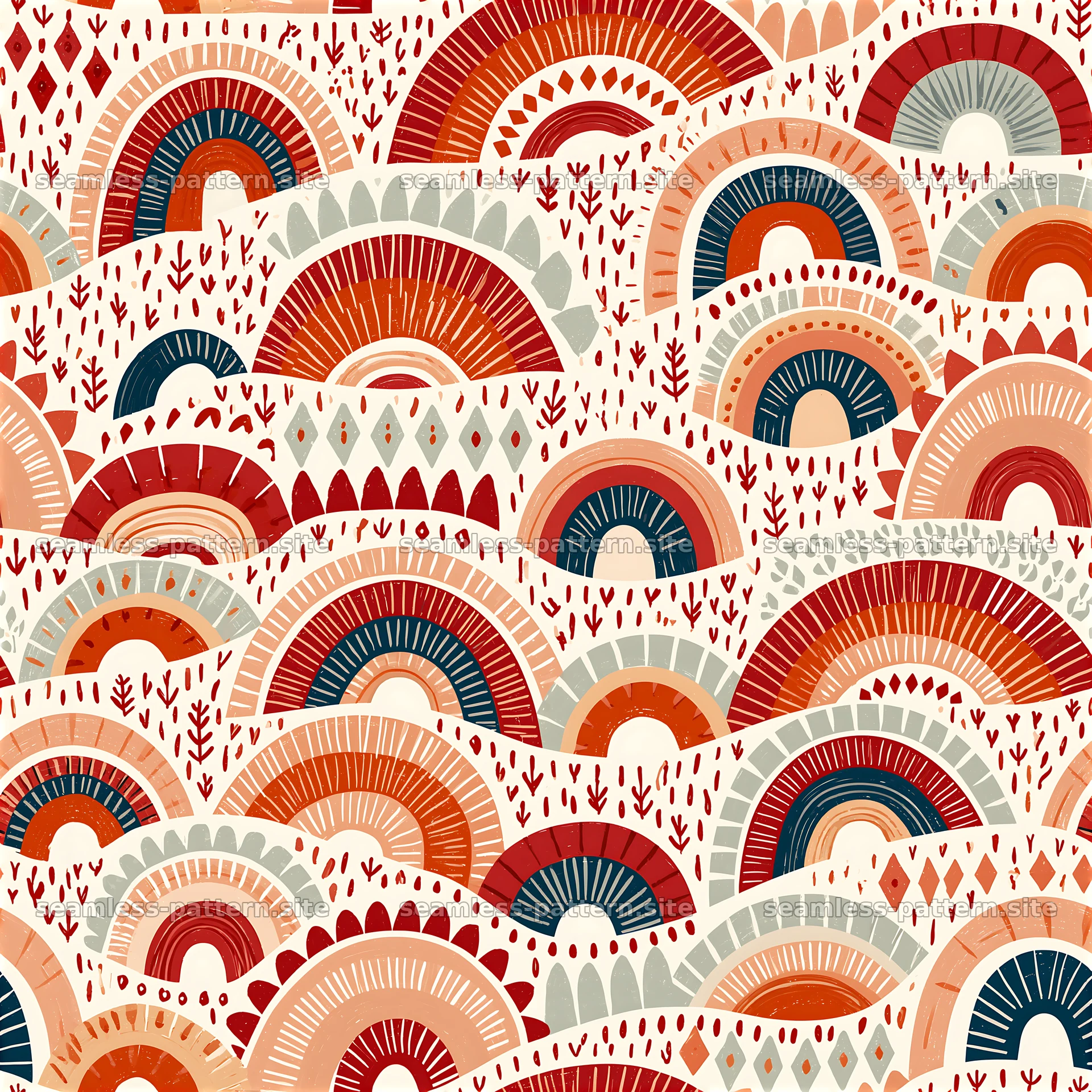 Colorful Boho Rainbow Arch Seamless Pattern — seamless tileable pattern at 8192x8192