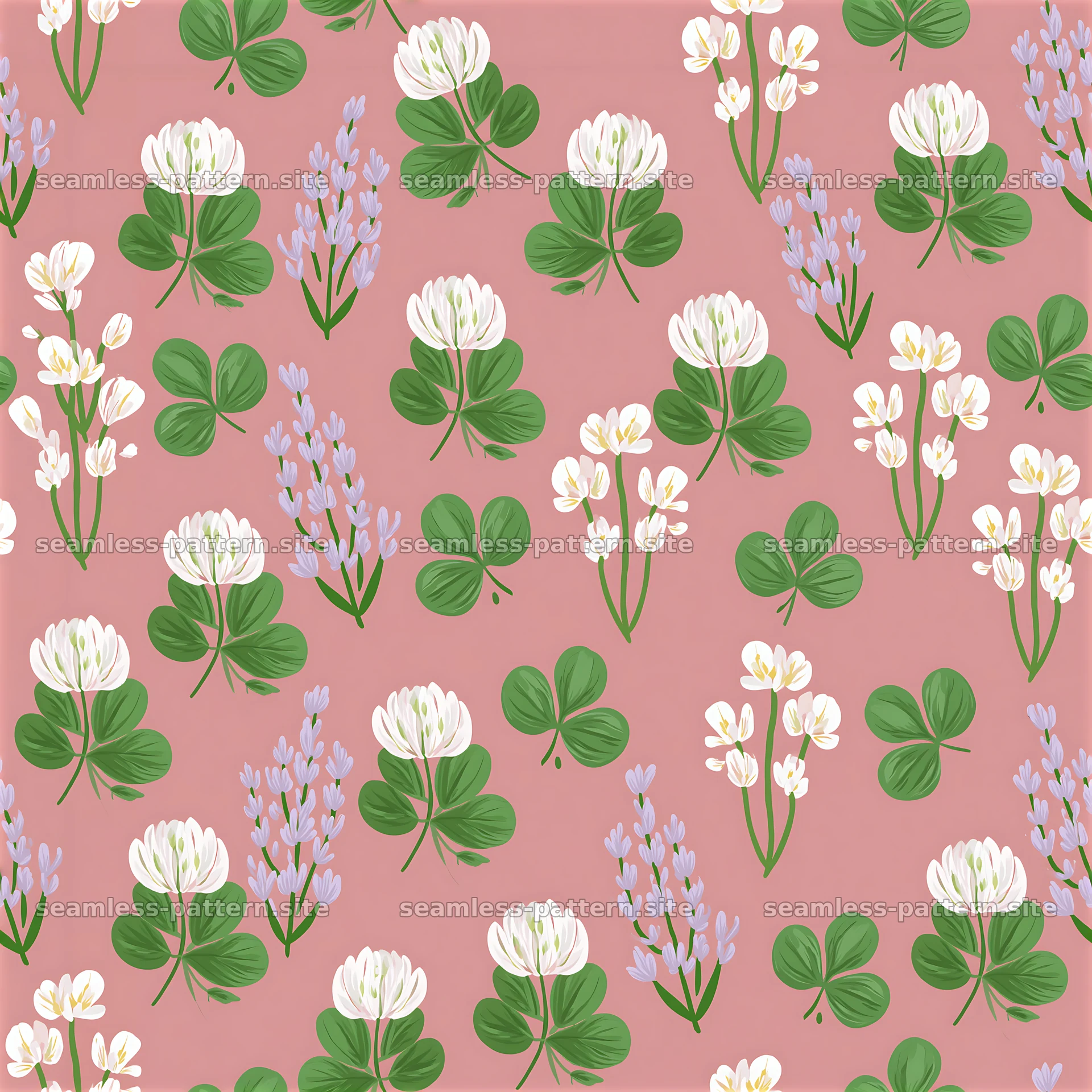 Spring flower seamless pattern with white and pink flowers — seamless tileable pattern at 8192x8192