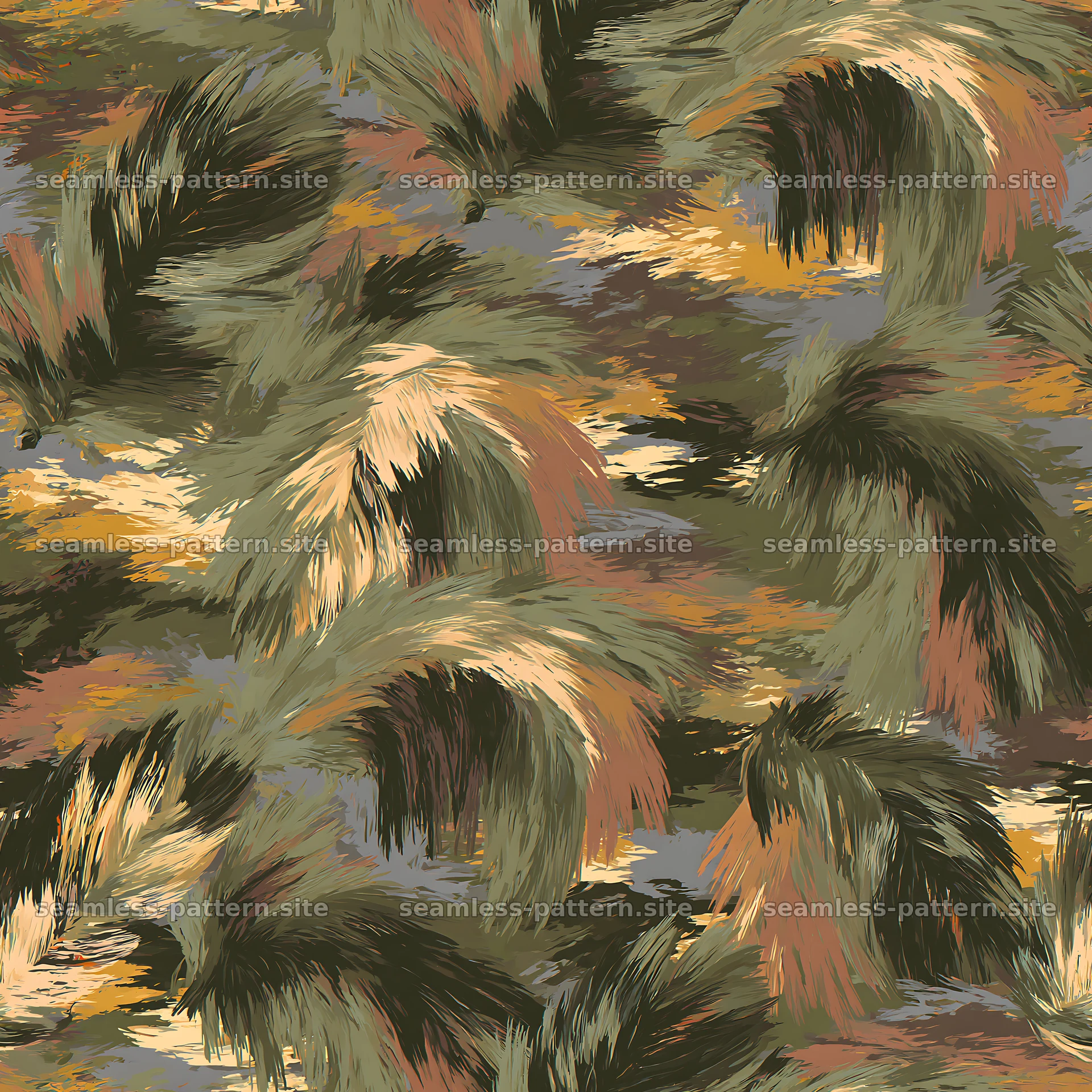 Seamless woodland camouflage brushstroke pattern for textiles — seamless tileable pattern