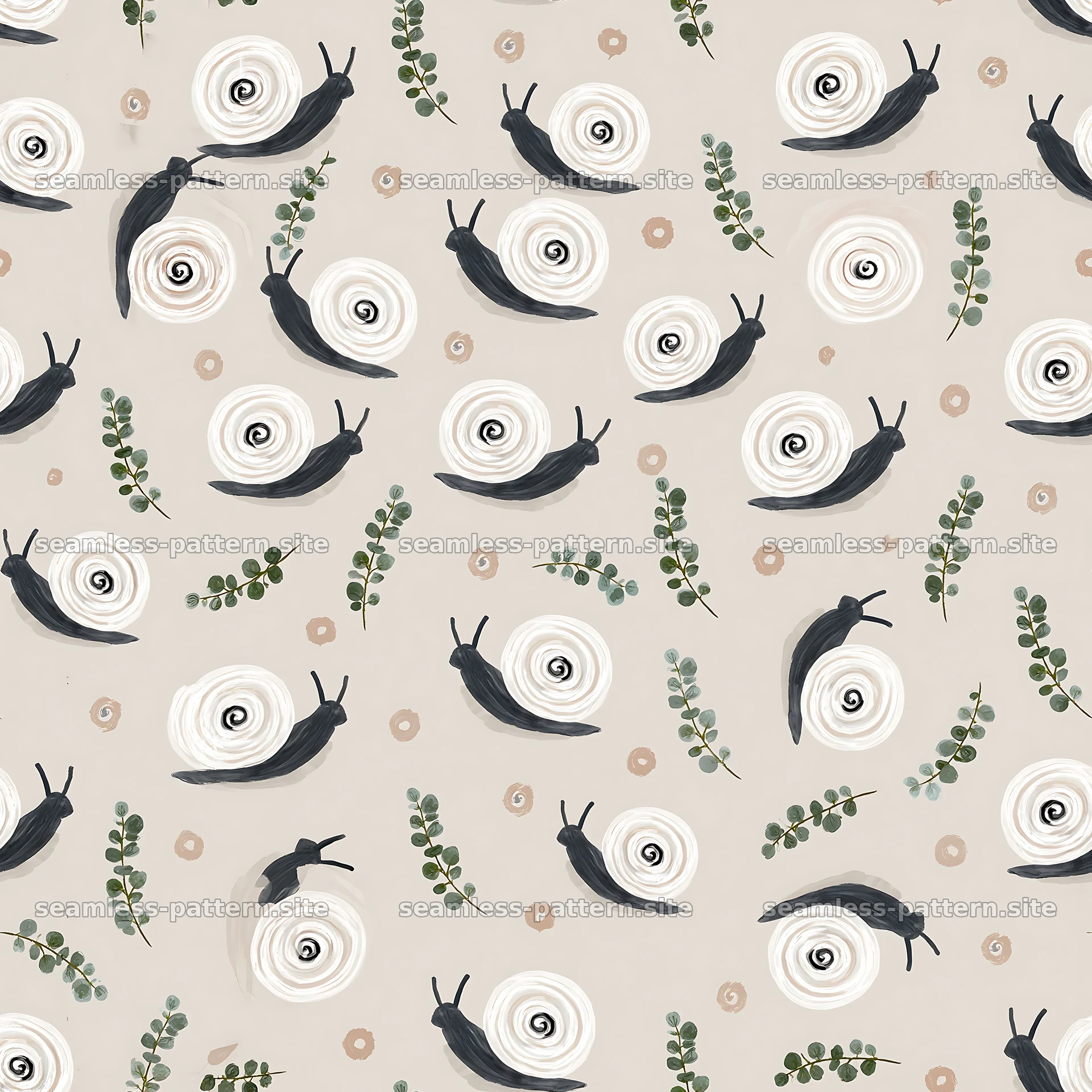 Seamless snail pattern for nursery fabric — seamless tileable pattern at 8192x8192