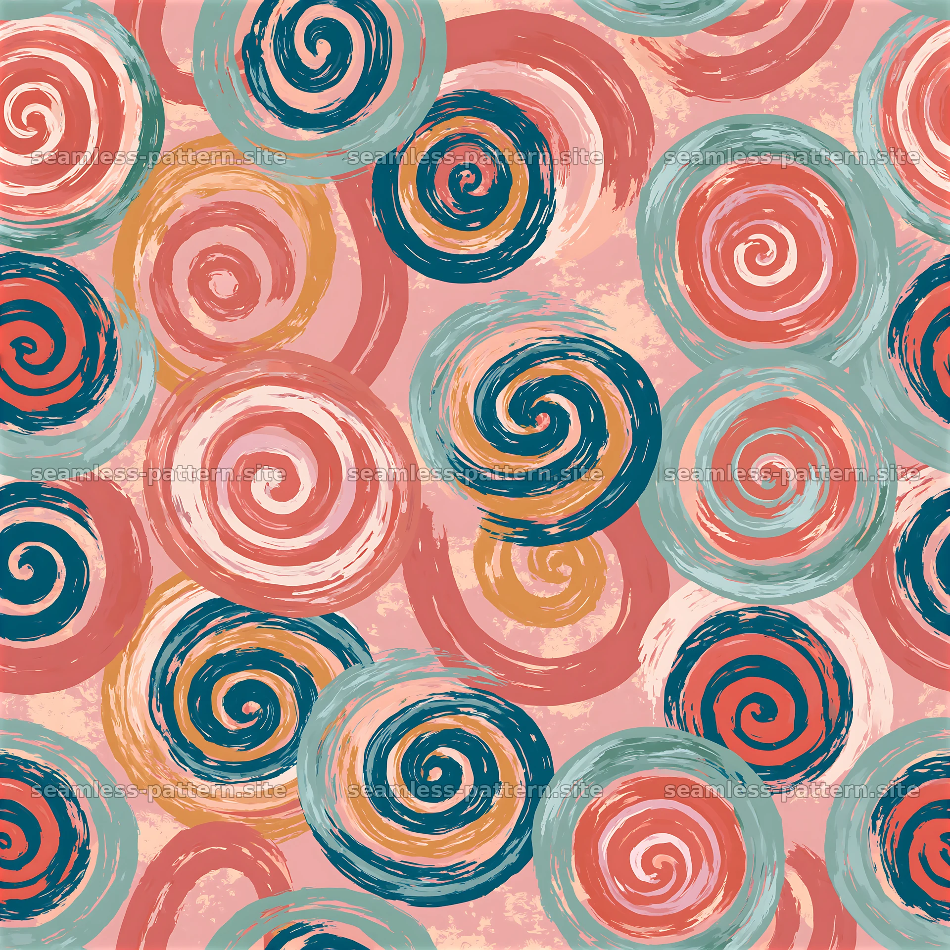 Funky swirl seamless pattern with colorful circular shapes — seamless tileable pattern at 8192x8192