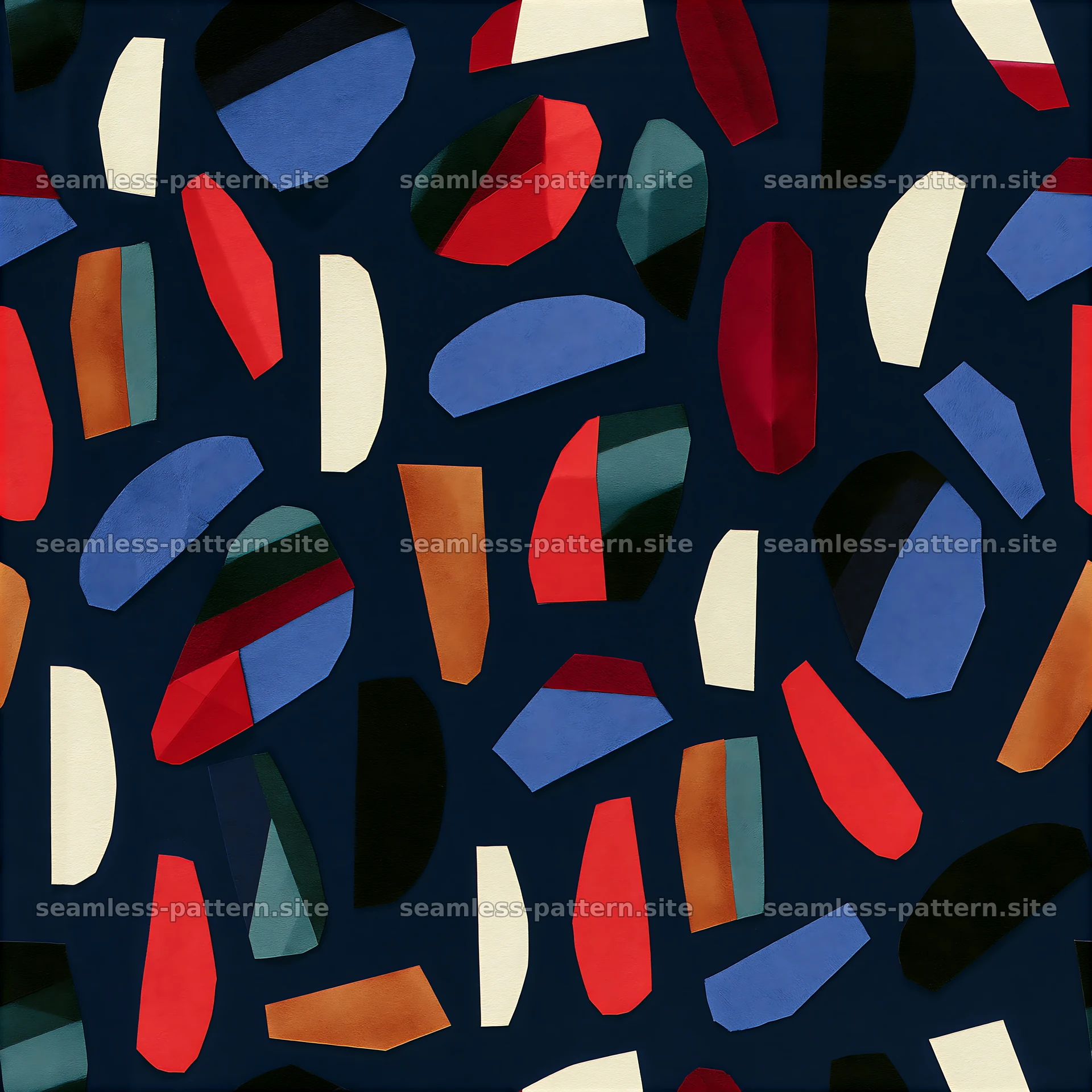 Cut paper confetti repeating pattern in vibrant colors — seamless tileable pattern at 8192x8192