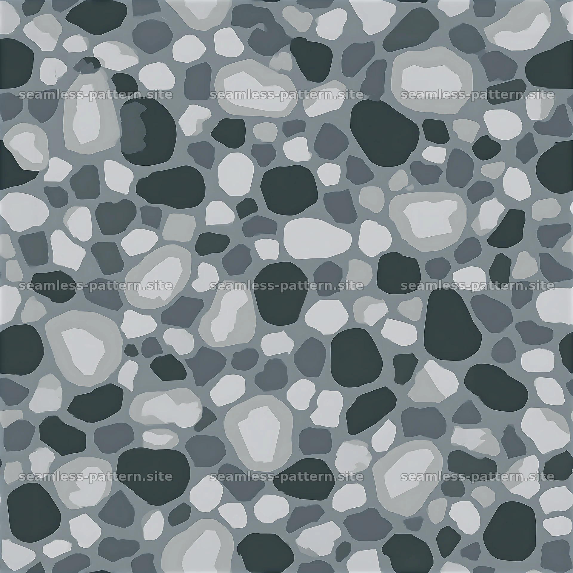 Repeat pattern with monochrome gray camouflage in various shapes — seamless tileable pattern at 8192x8192