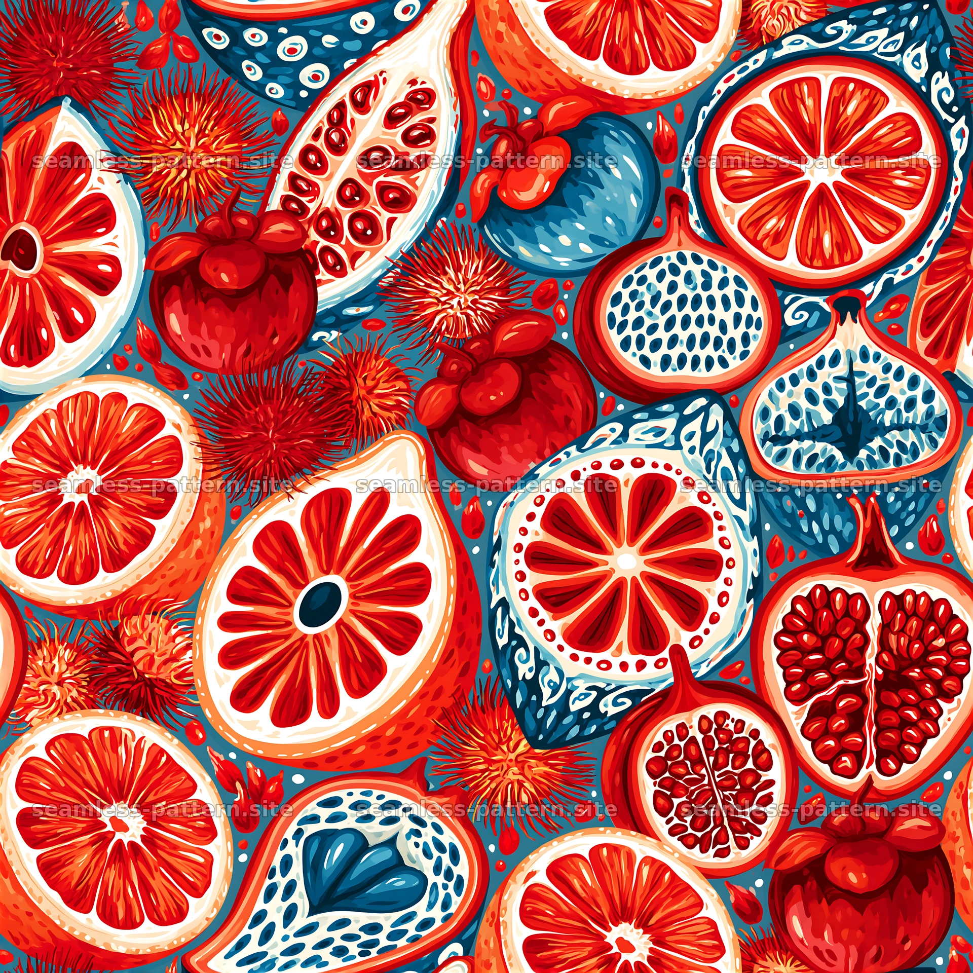 Colorful Tropical Fruit Seamless Pattern — seamless tileable pattern at 8192x8192