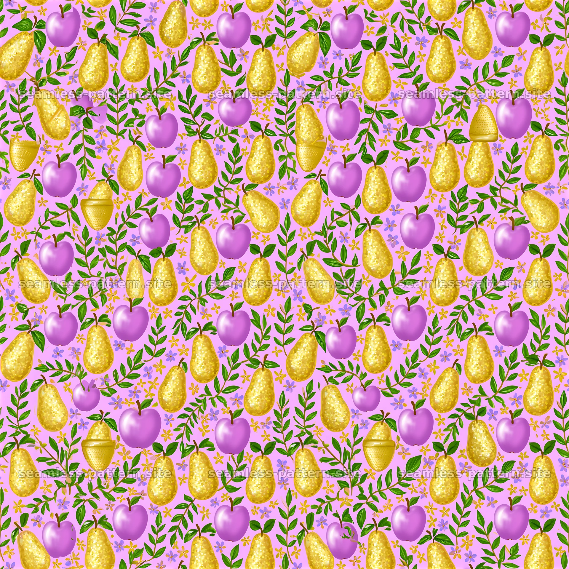 Colorful Fruit and Floral Botanical Pattern — seamless tileable pattern at 8192x8192