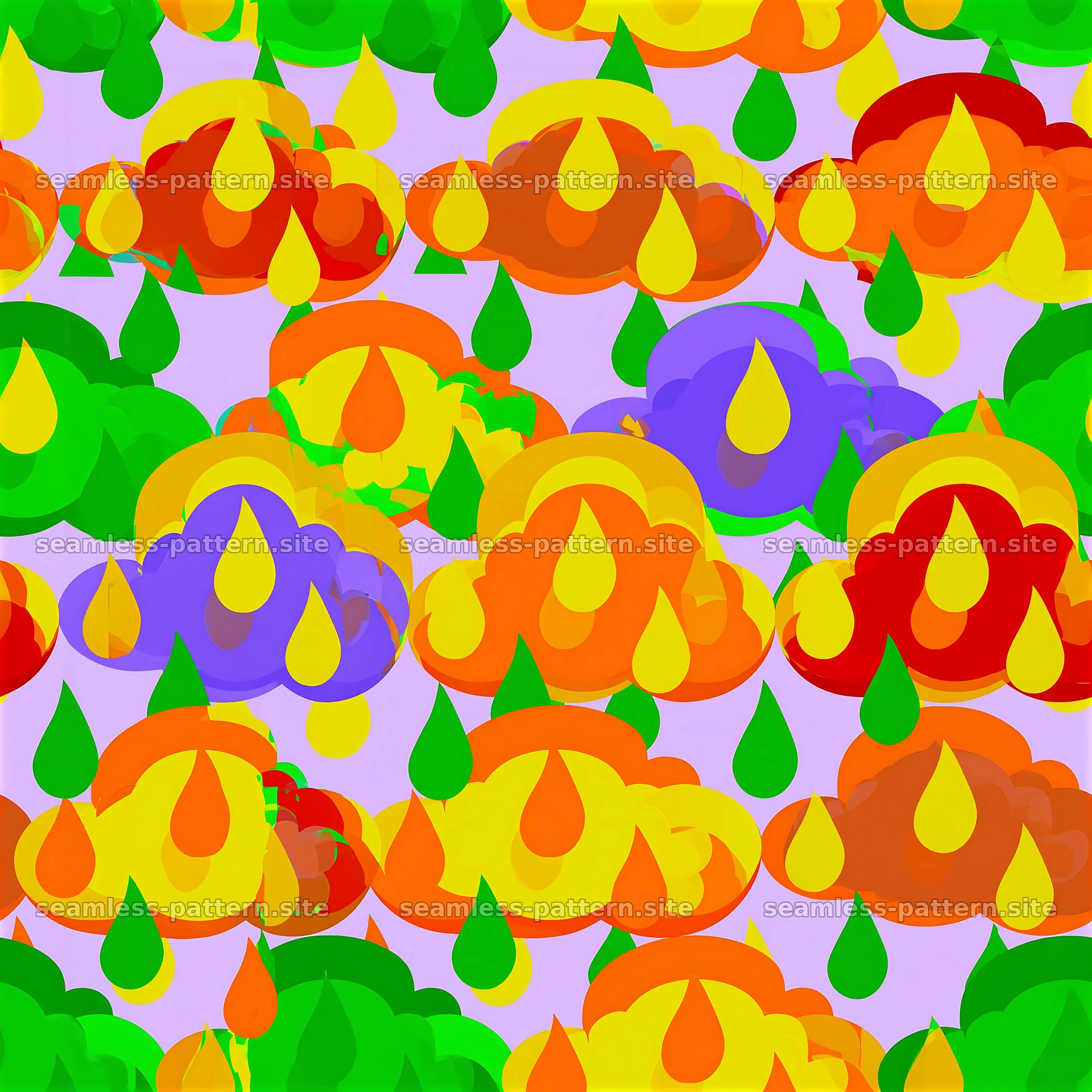 Colorful cloud pattern with droplets on a light background — seamless tileable pattern at 8192x8192