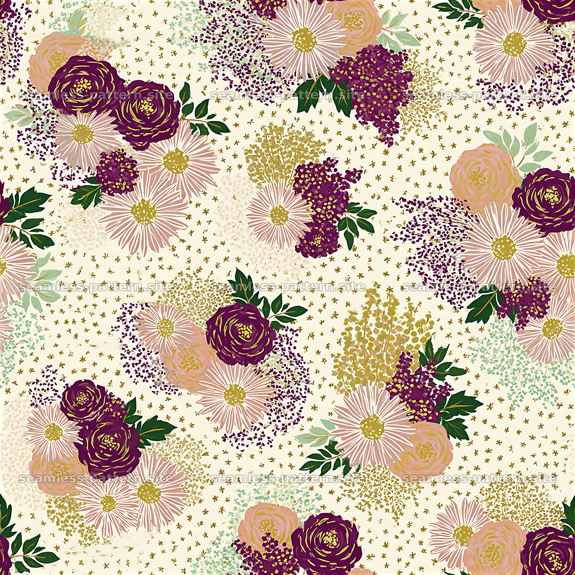 Elegant Burgundy and Blush Floral Seamless Pattern — seamless tileable pattern at 8192x8192