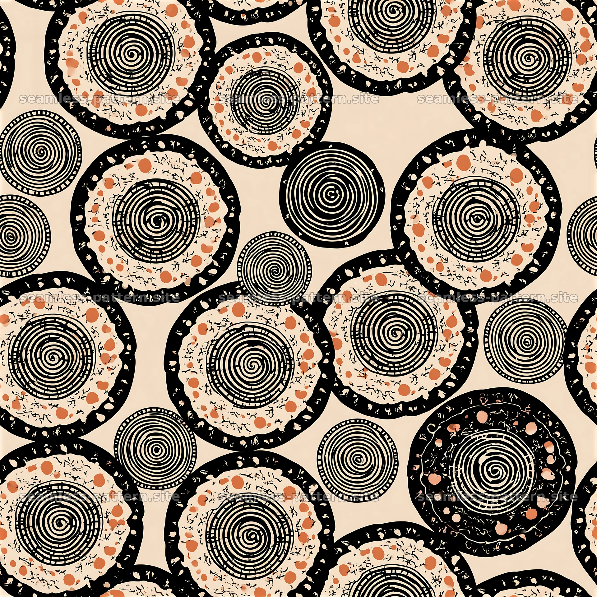 Decorative circular seamless pattern with intricate designs — seamless tileable pattern at 8192x8192