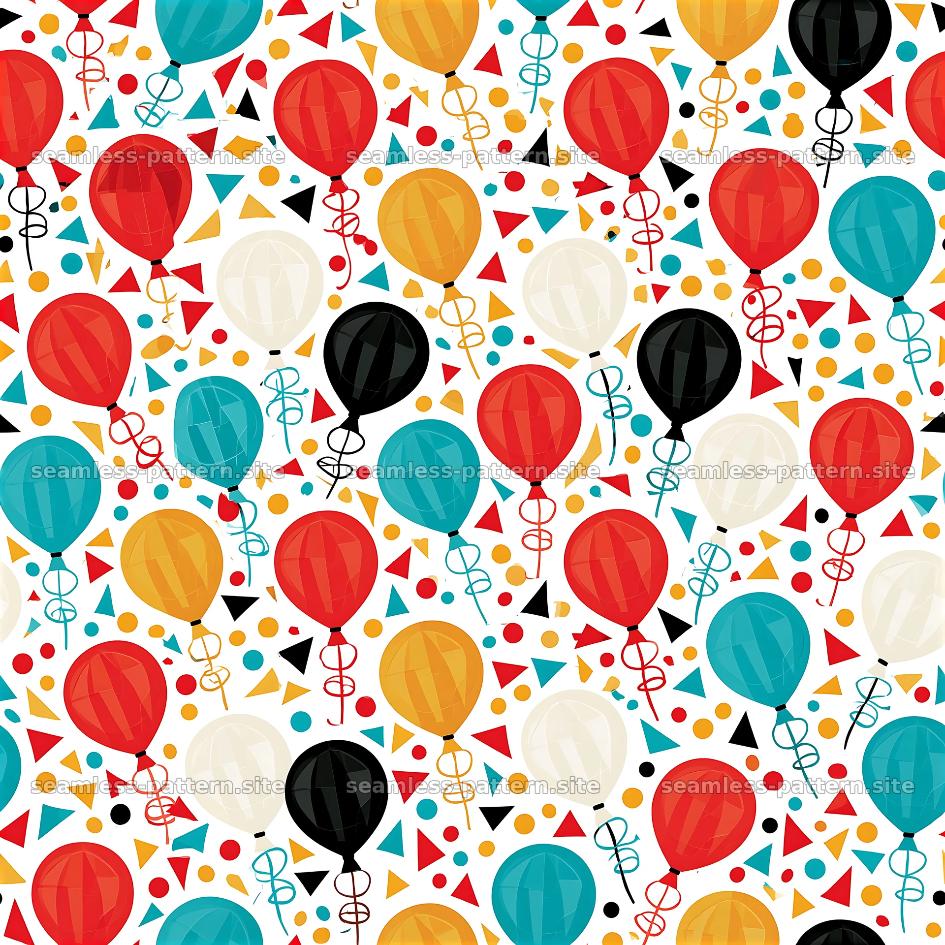 Colorful Balloon and Confetti Seamless Pattern — seamless tileable pattern at 8192x8192