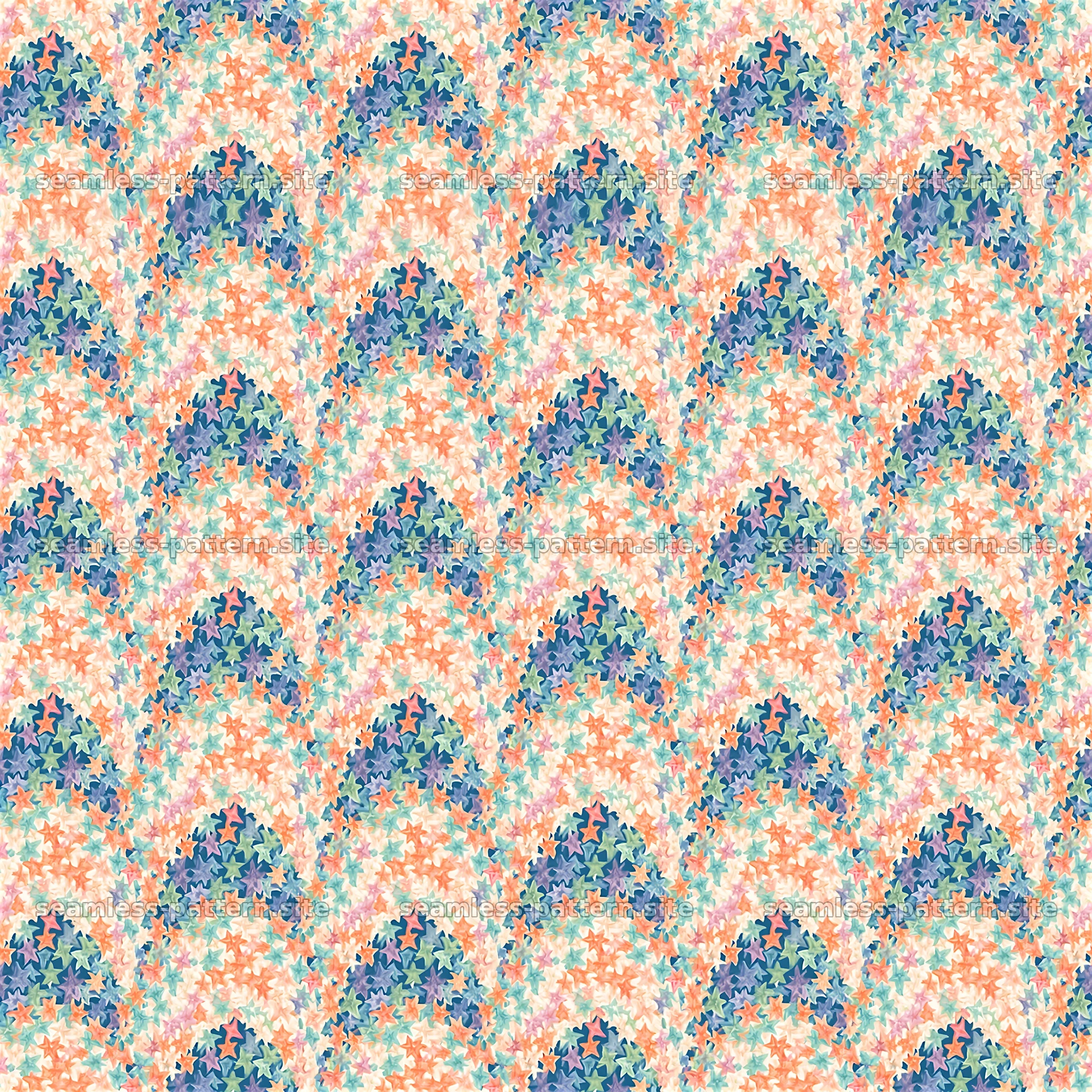 Colorful Star Seamless Pattern with Watercolor Texture — seamless tileable pattern at 8192x8192