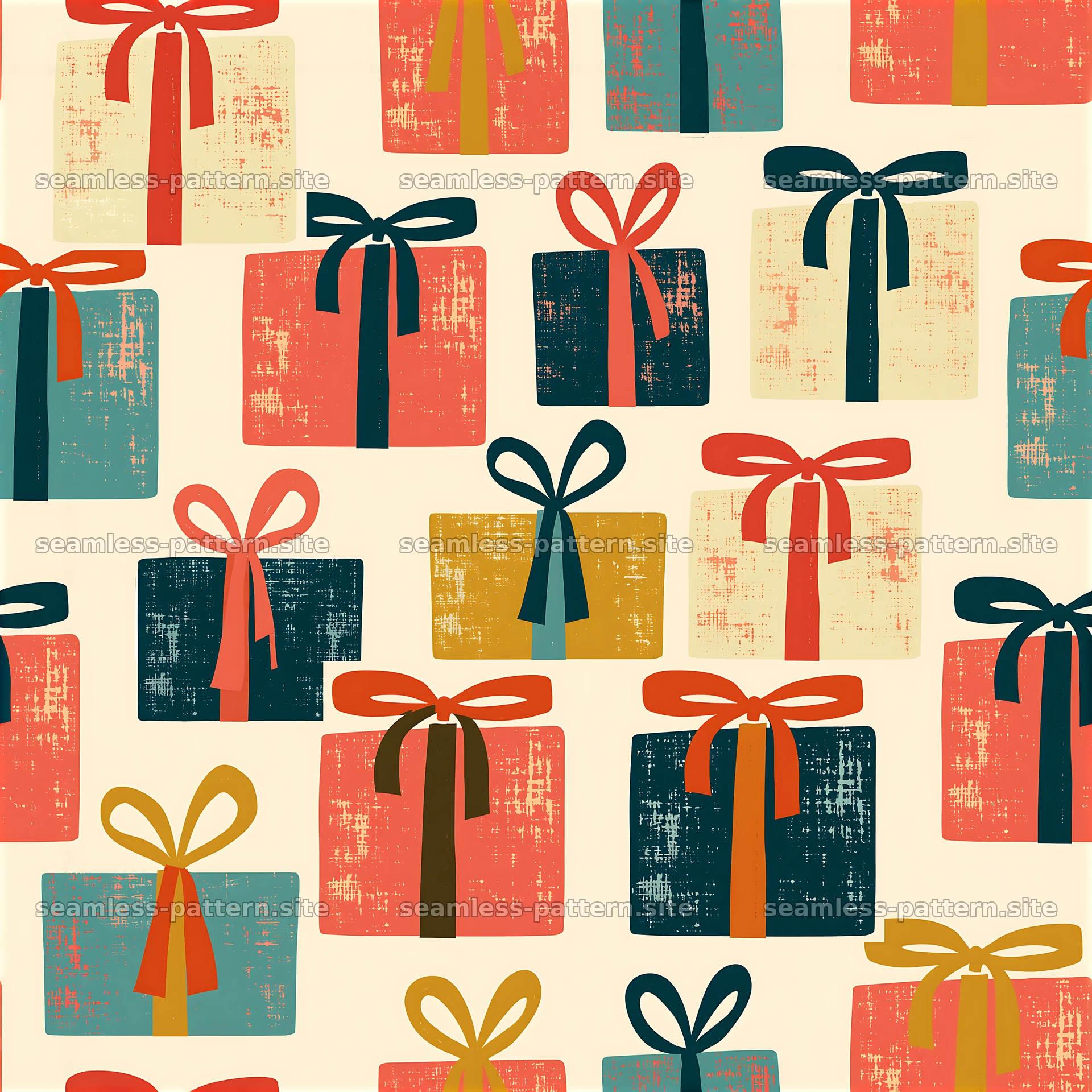 Vintage Christmas Gift Box Seamless Pattern — seamless tileable pattern at 8192x8192