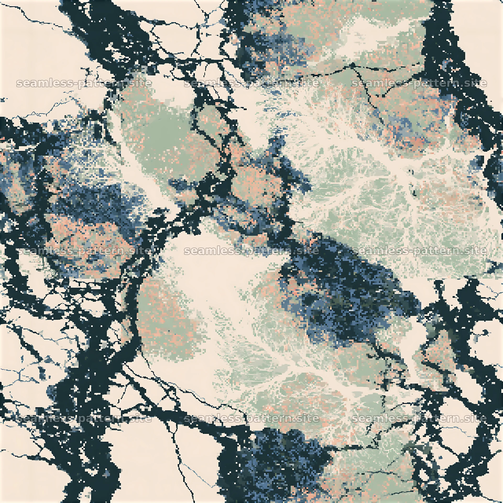 Seamless digital camouflage marble pattern with green and blue tones — seamless tileable pattern at 8192x8192