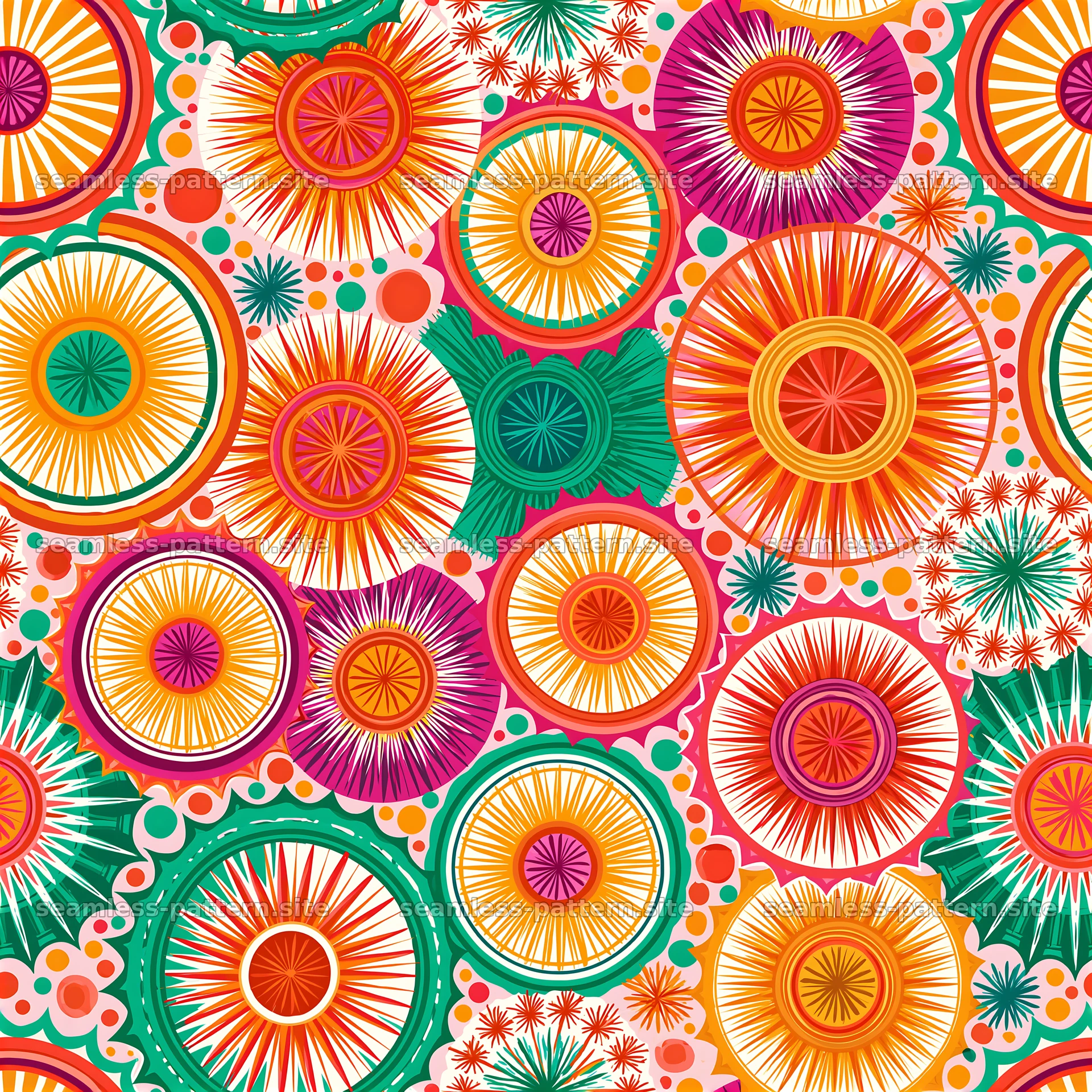 Colorful Radiating Sunburst Seamless Pattern — seamless tileable pattern at 8192x8192