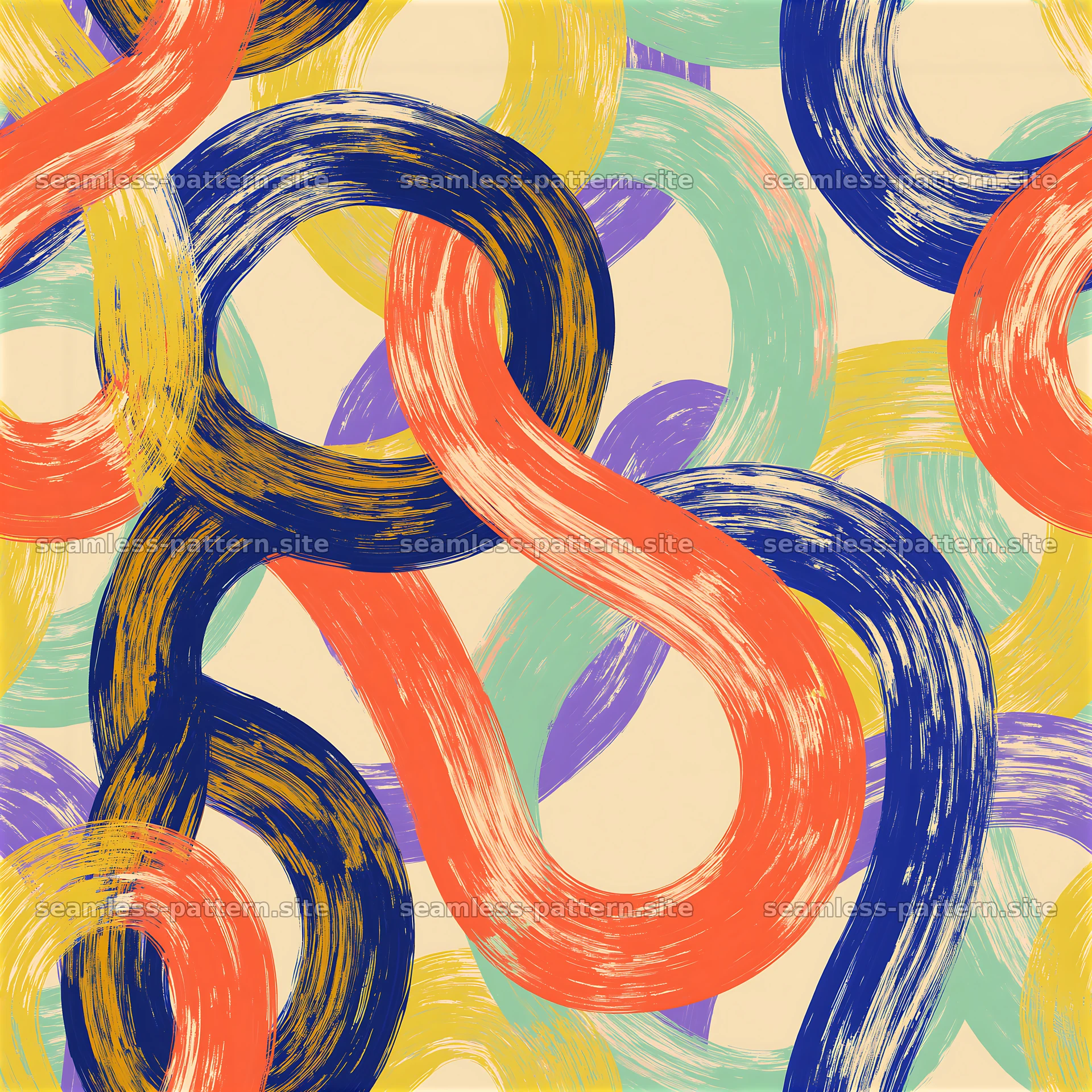 Bright brushstroke loops create an engaging seamless pattern — seamless tileable pattern at 8192x8192