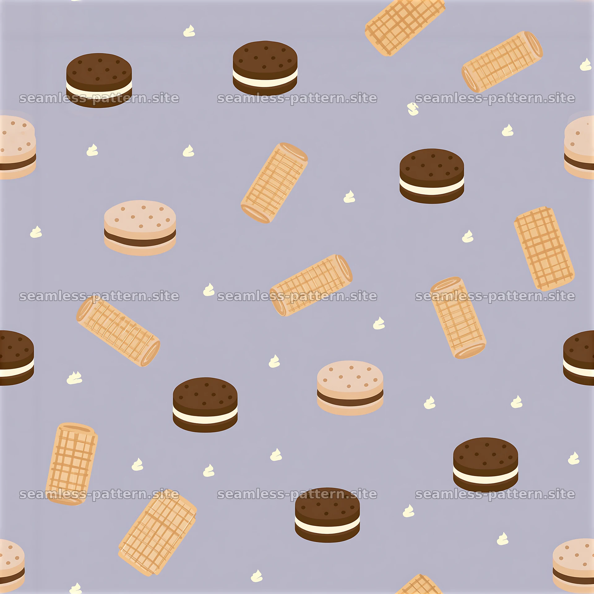 Sweet cookies in a colorful seamless pattern — seamless tileable pattern at 8192x8192