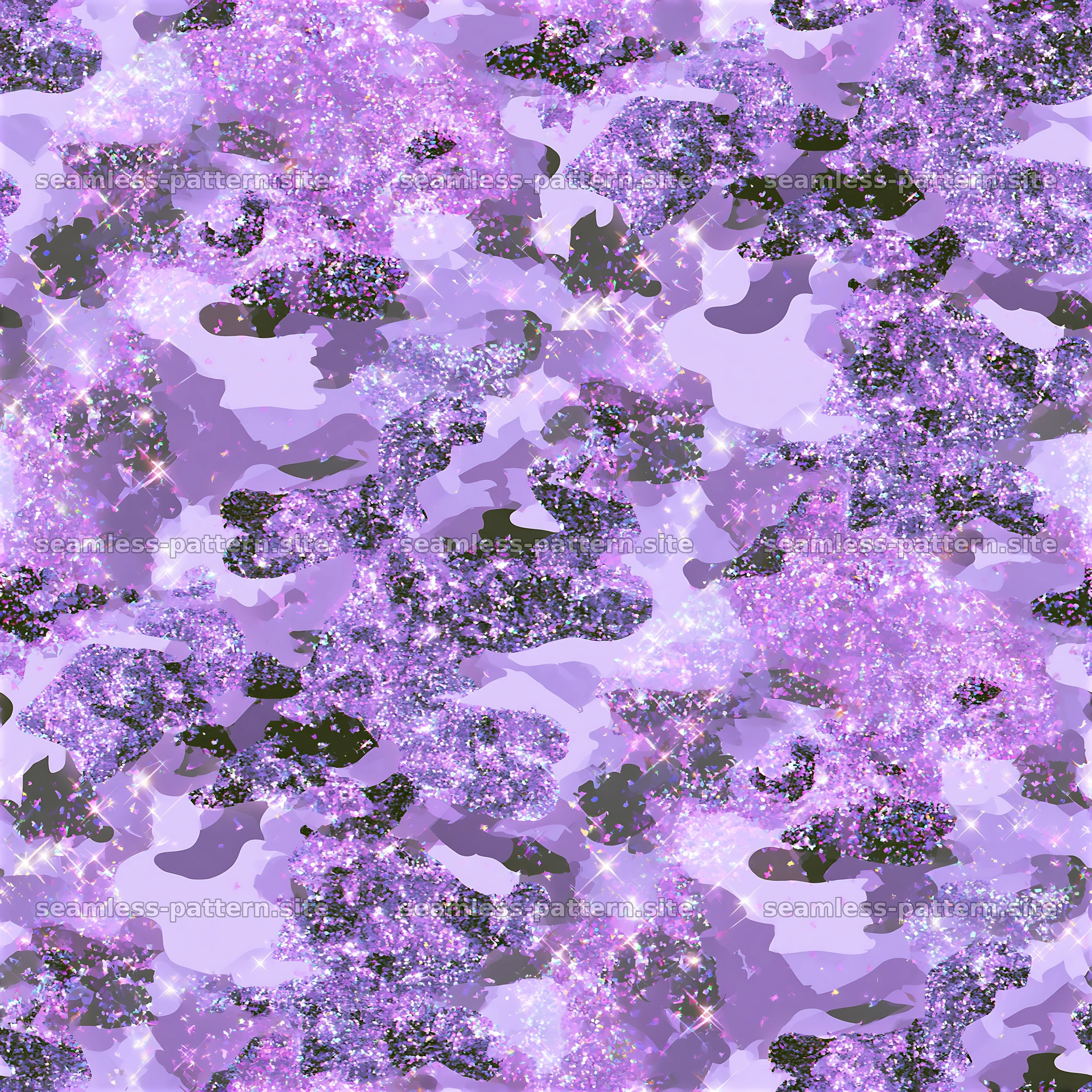 Purple glitter camouflage seamless pattern with shades of purple — seamless tileable pattern at 8192x8192