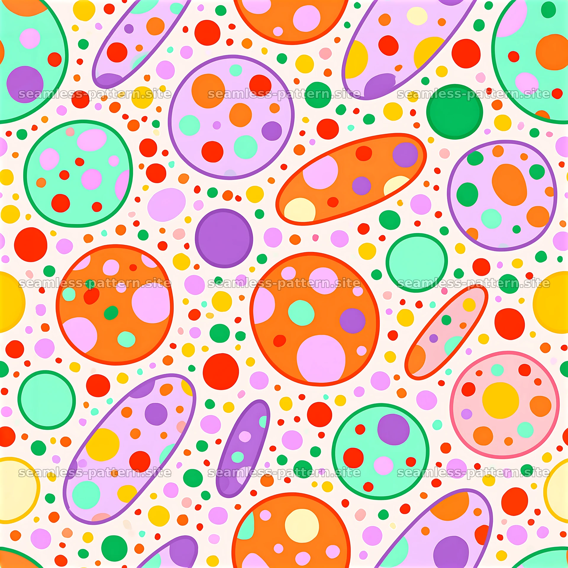 Funky Confetti Seamless Pattern with Colorful Abstract Shapes — seamless tileable pattern at 8192x8192