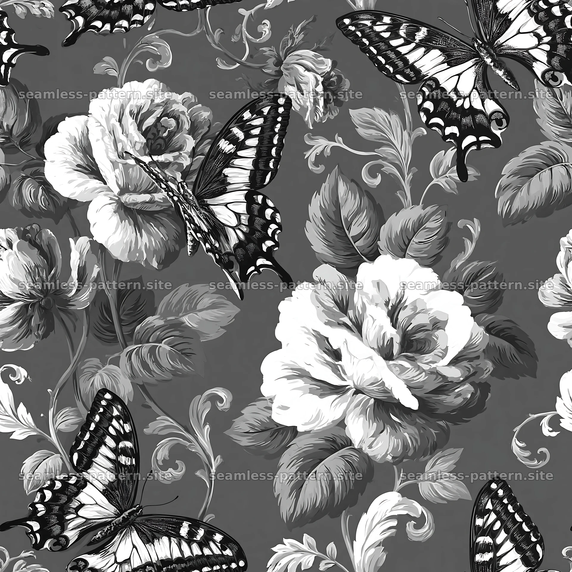 Butterfly and rose seamless pattern for textiles and wallpaper — seamless tileable pattern