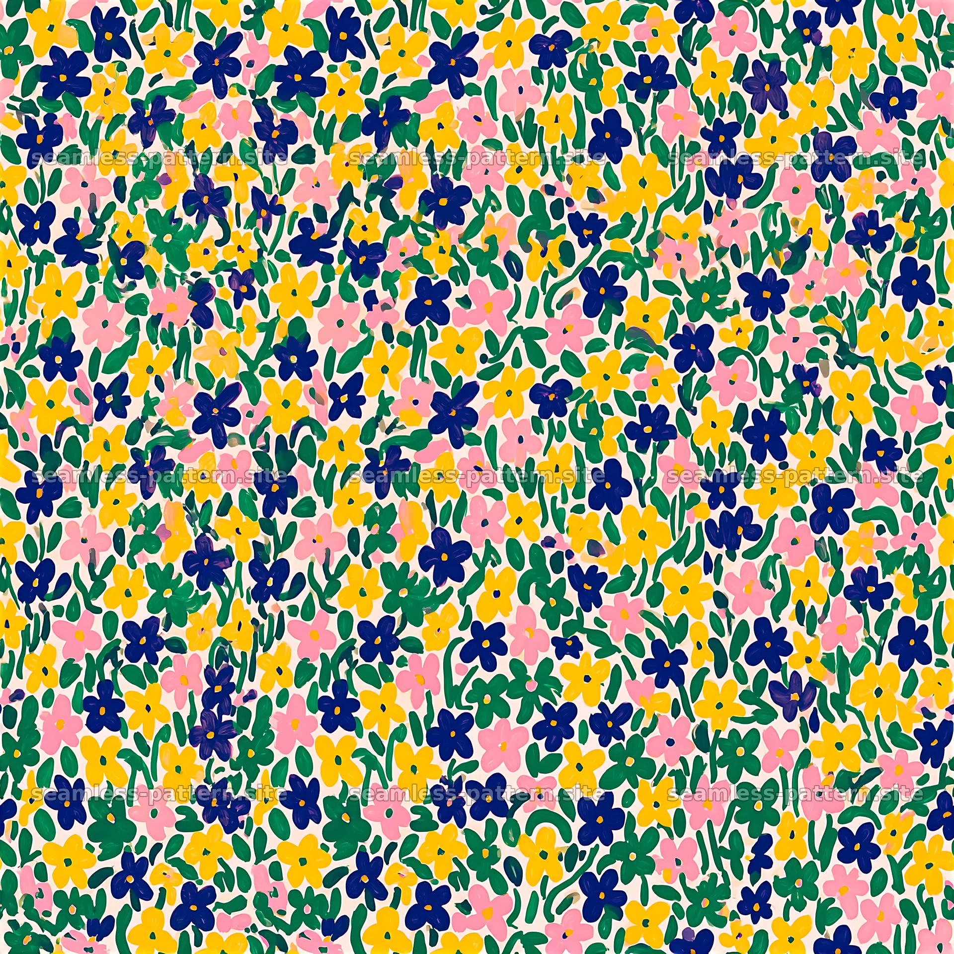 Retro Rainbow Flowers Seamless Pattern — seamless tileable pattern at 8192x8192