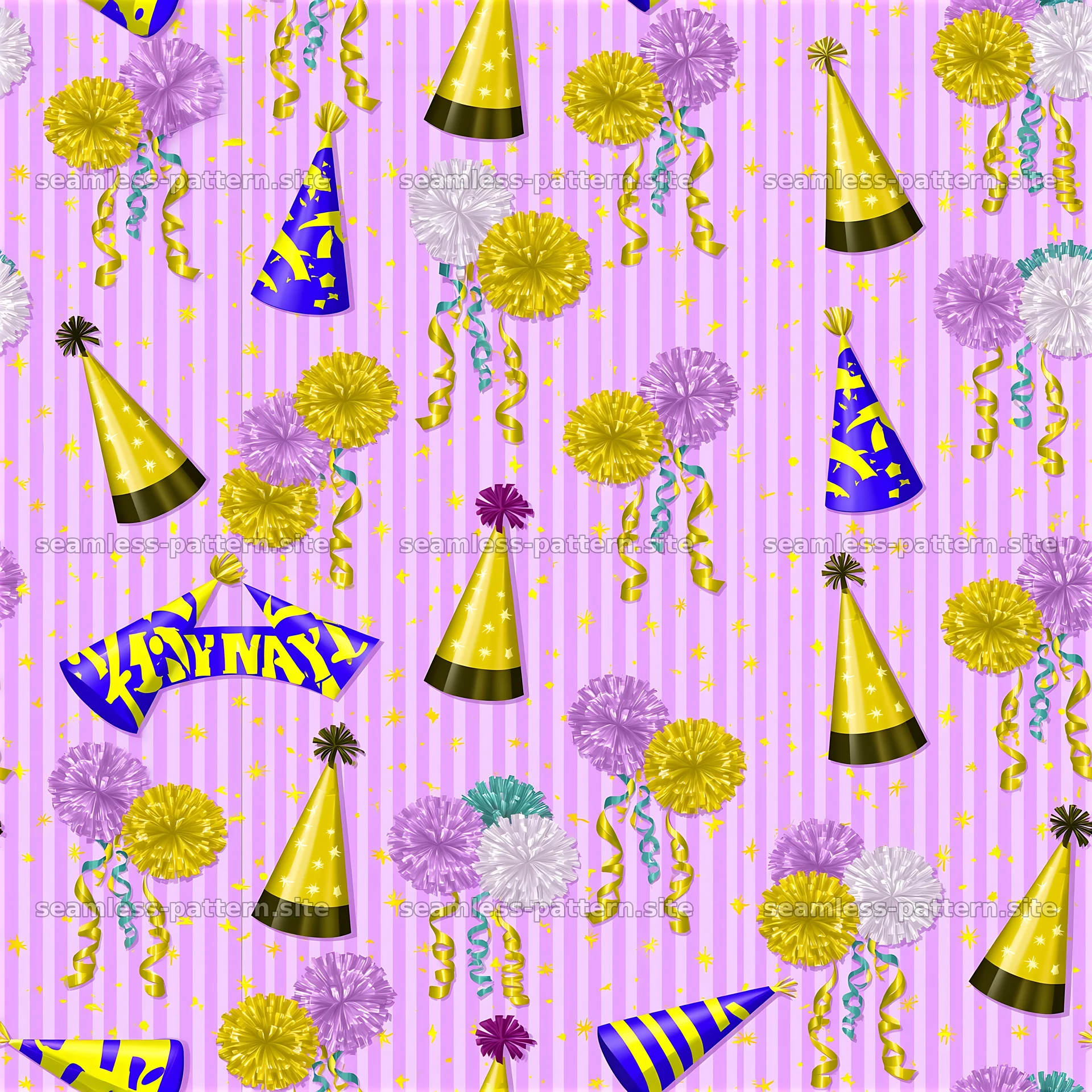 Colorful Party Celebration Seamless Pattern — seamless tileable pattern at 8192x8192